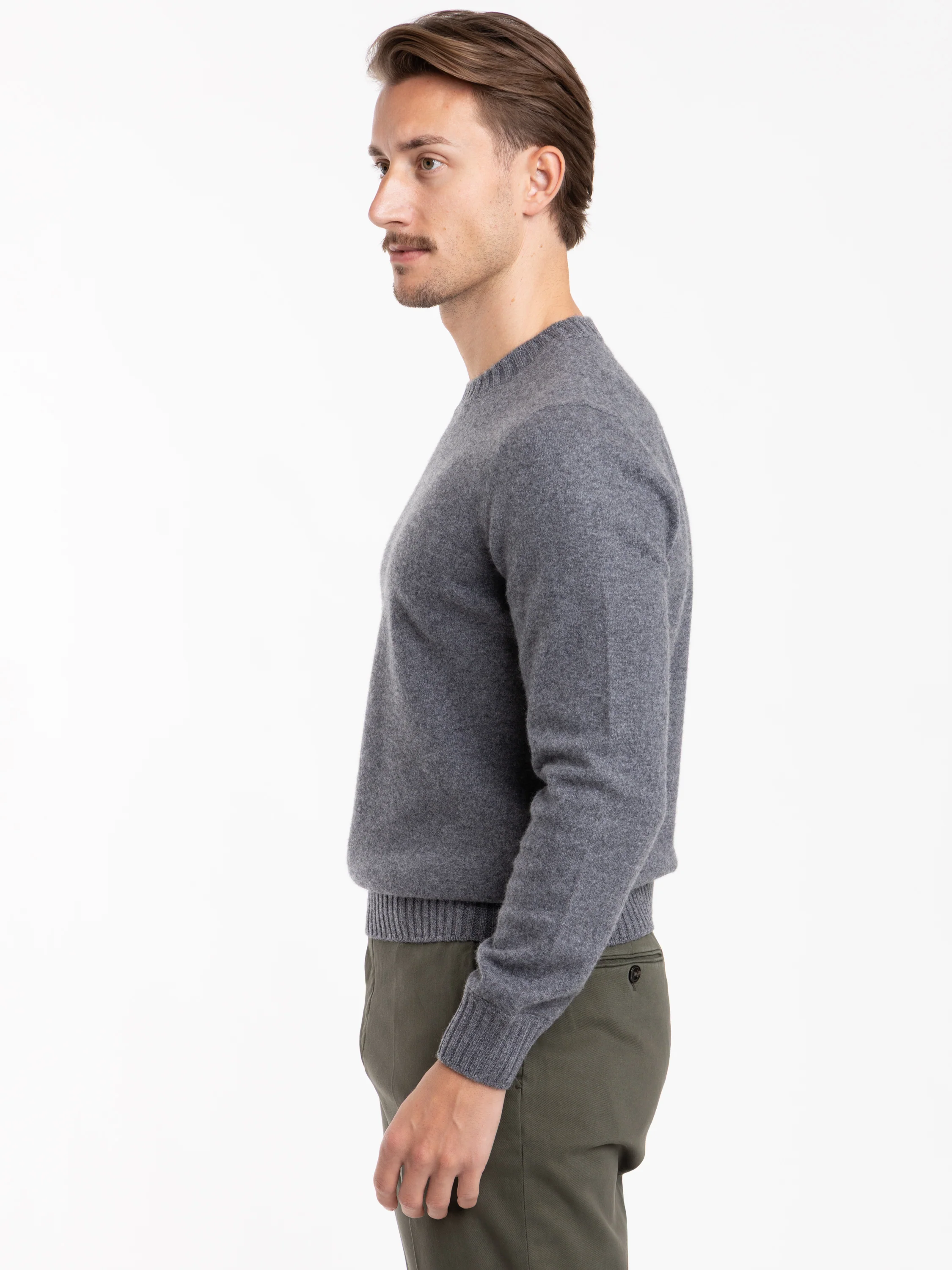 Grey Crewneck Cashmere Sweater - Image 3