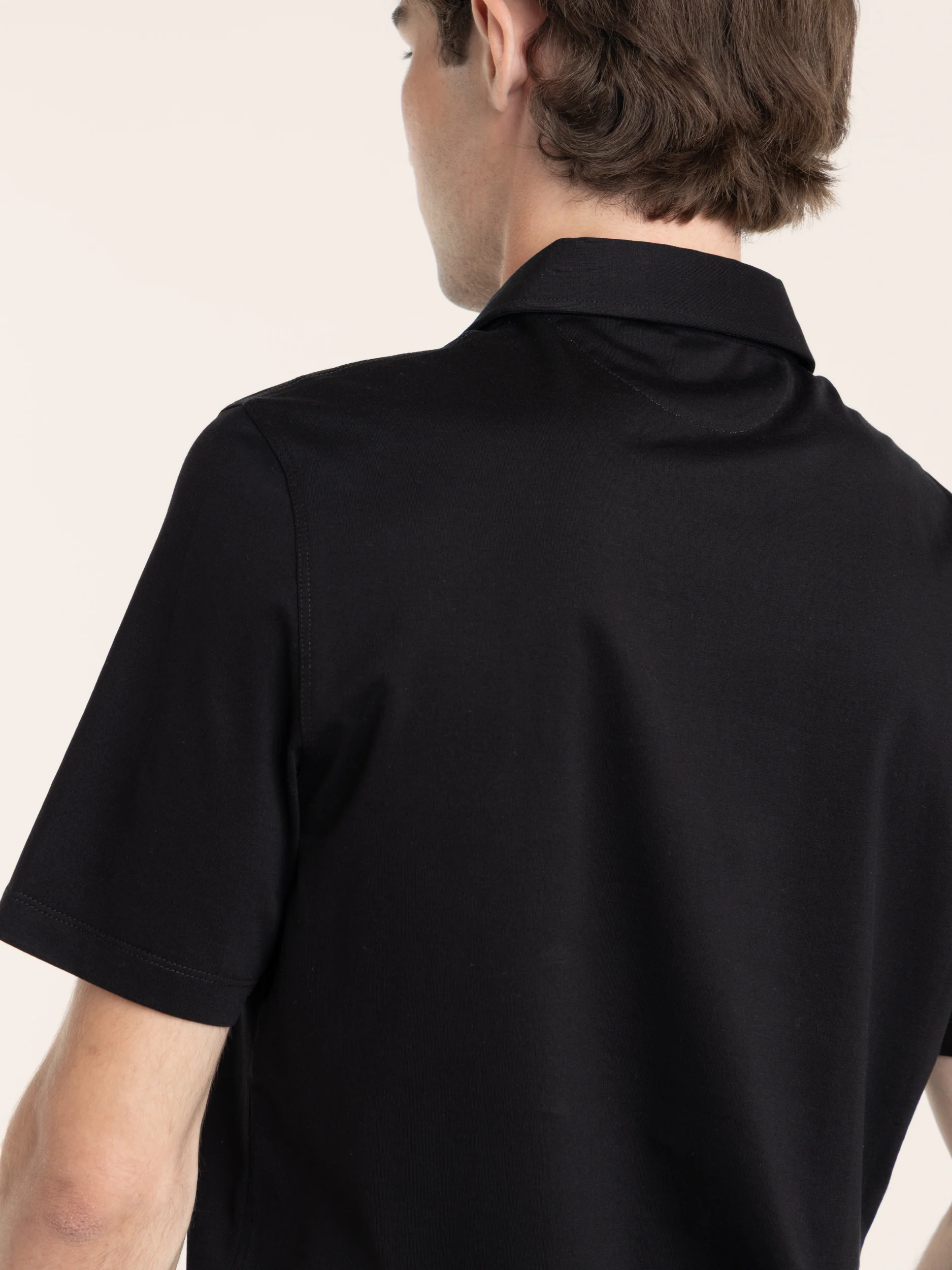 Black Cotton Jersey Polo Shirt-Style Collar - Image 7