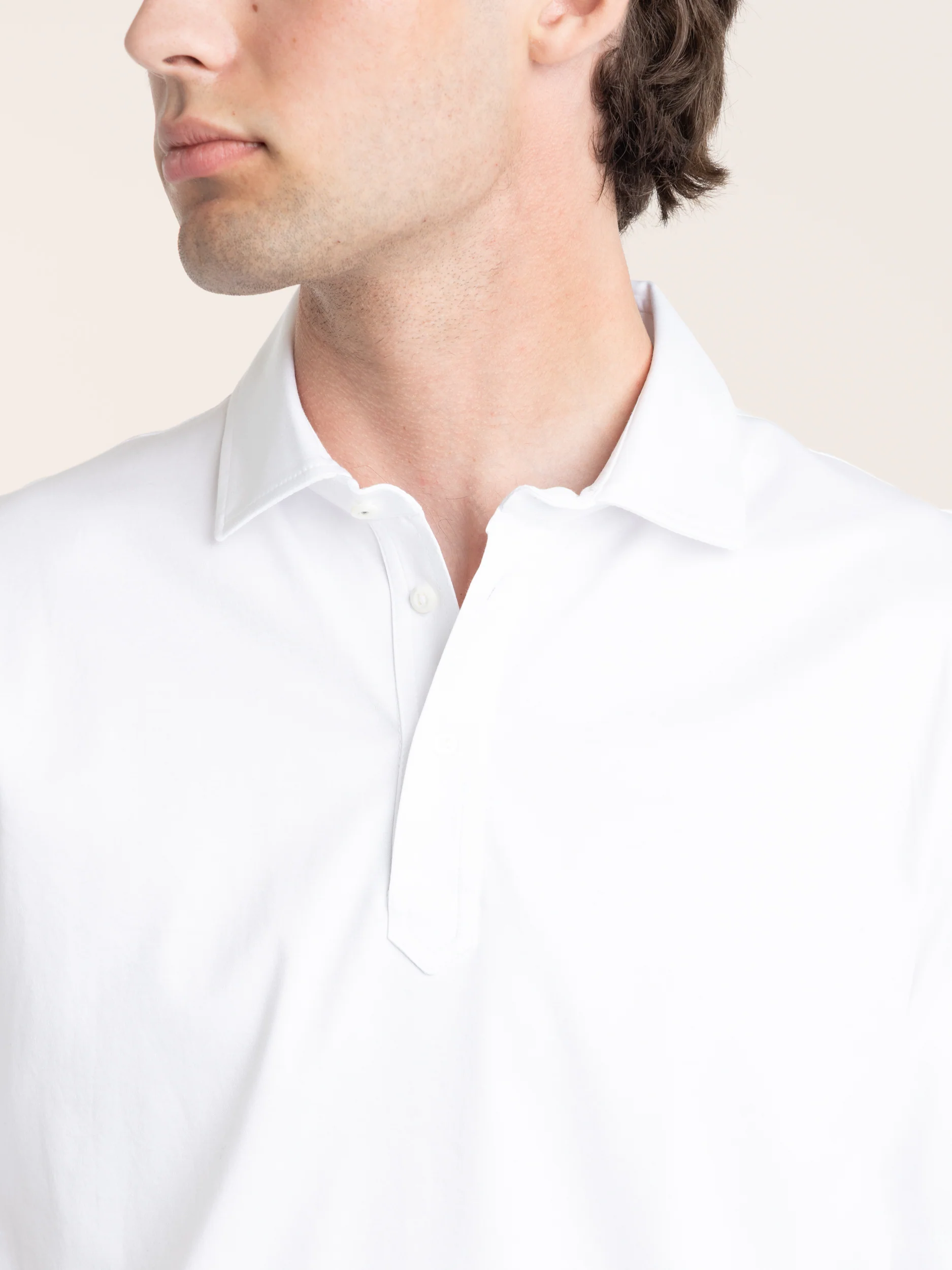 White Cotton Jersey Polo Shirt-Style Collar - Image 5