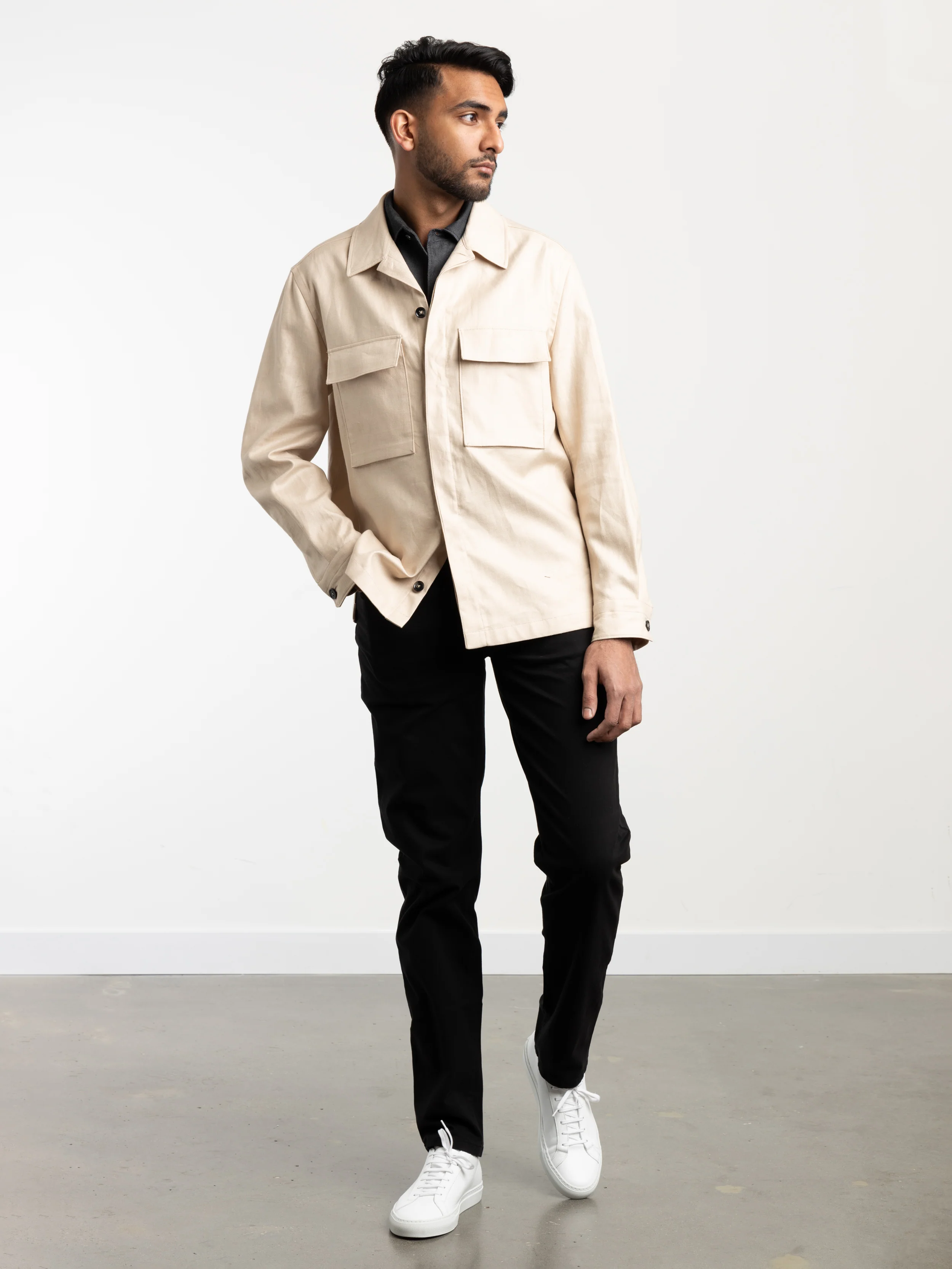 Light Beige Oasi Lino Overshirt - Image 2