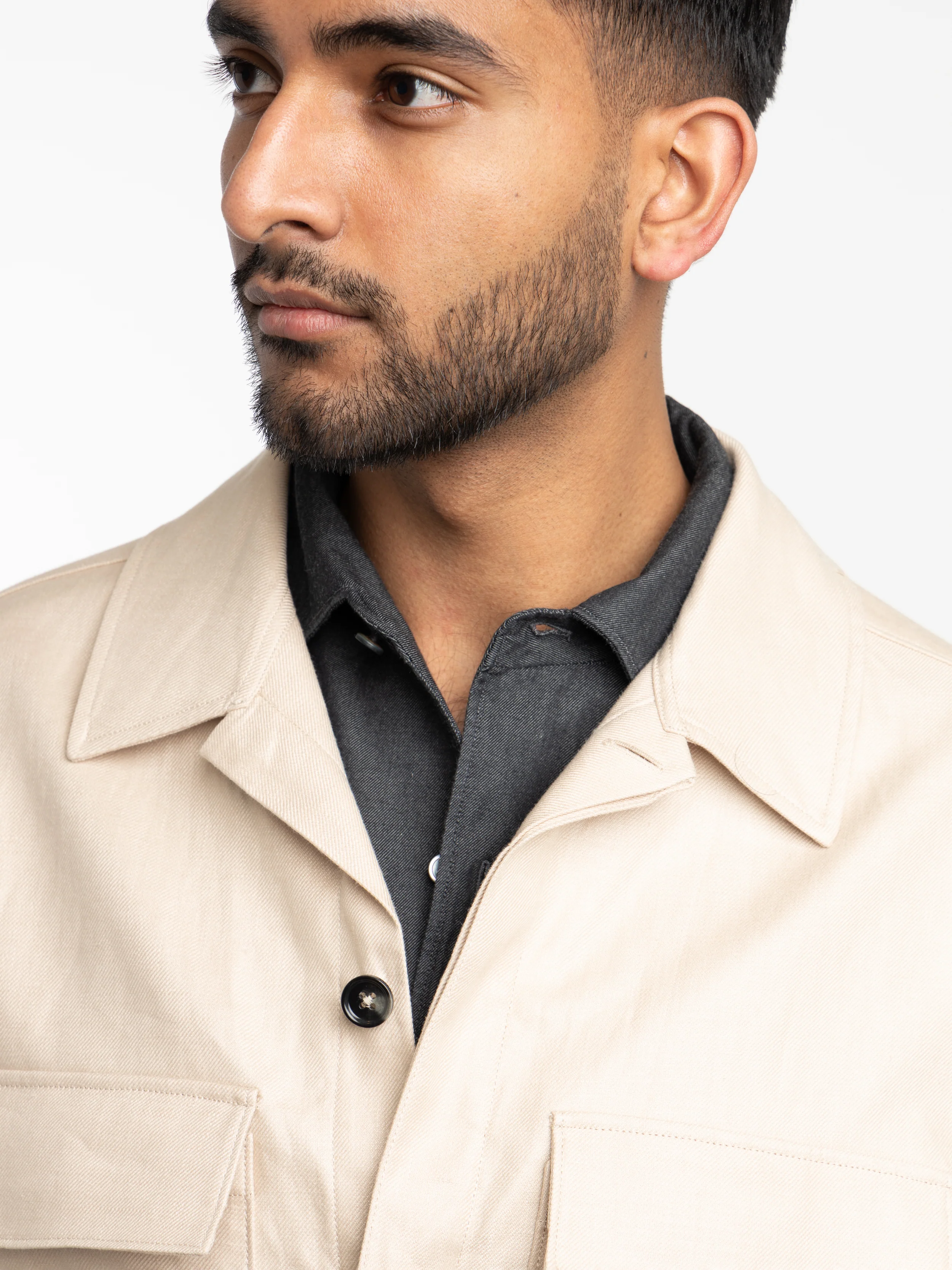 Light Beige Oasi Lino Overshirt - Image 5