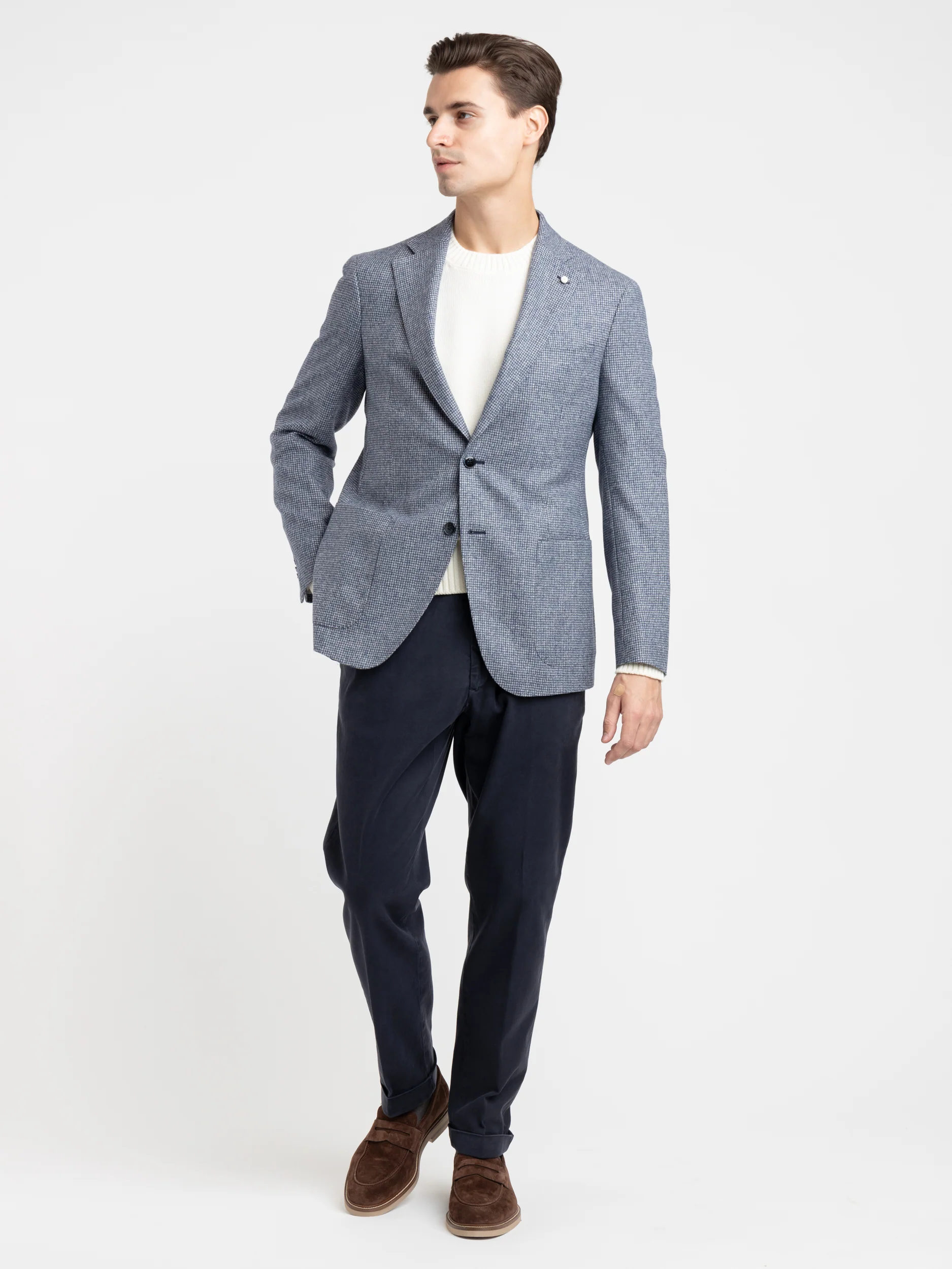 Light Blue Check Wool-Alpaca Sport Jacket - Image 2