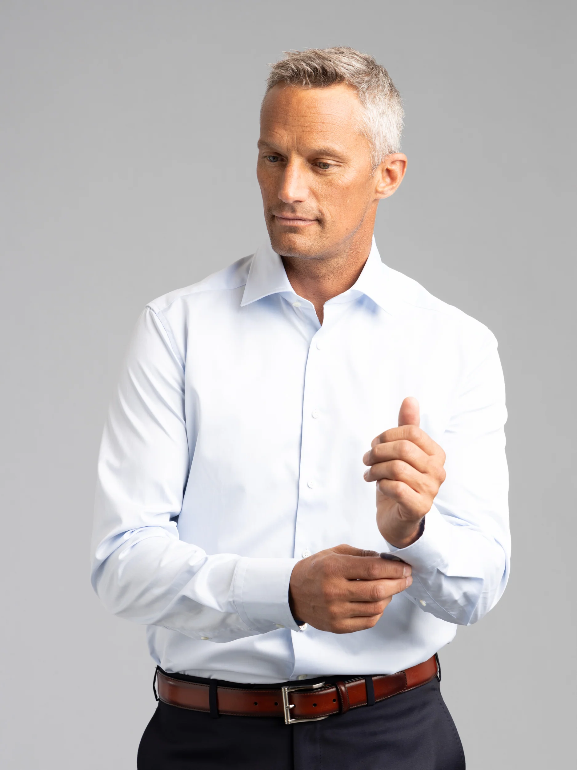 Light Blue Slimline Dress Shirt - Image 4