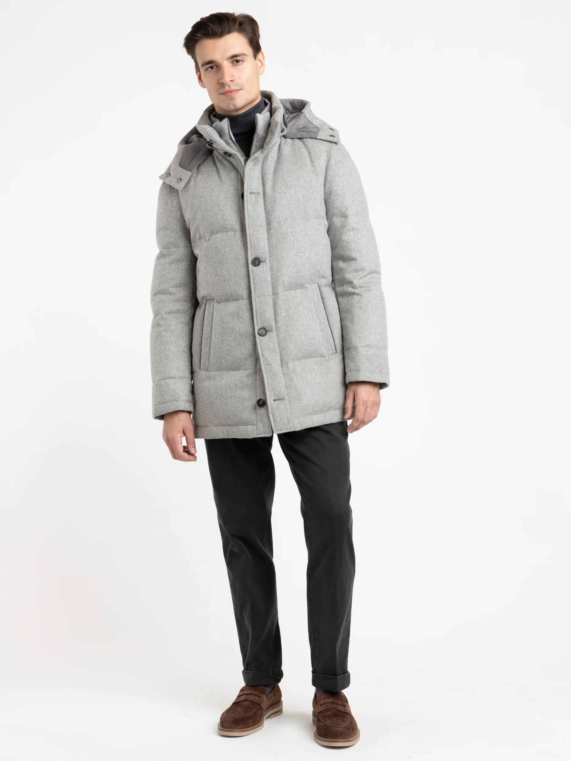 Light Grey Cashmere Down Puffer - Image 2