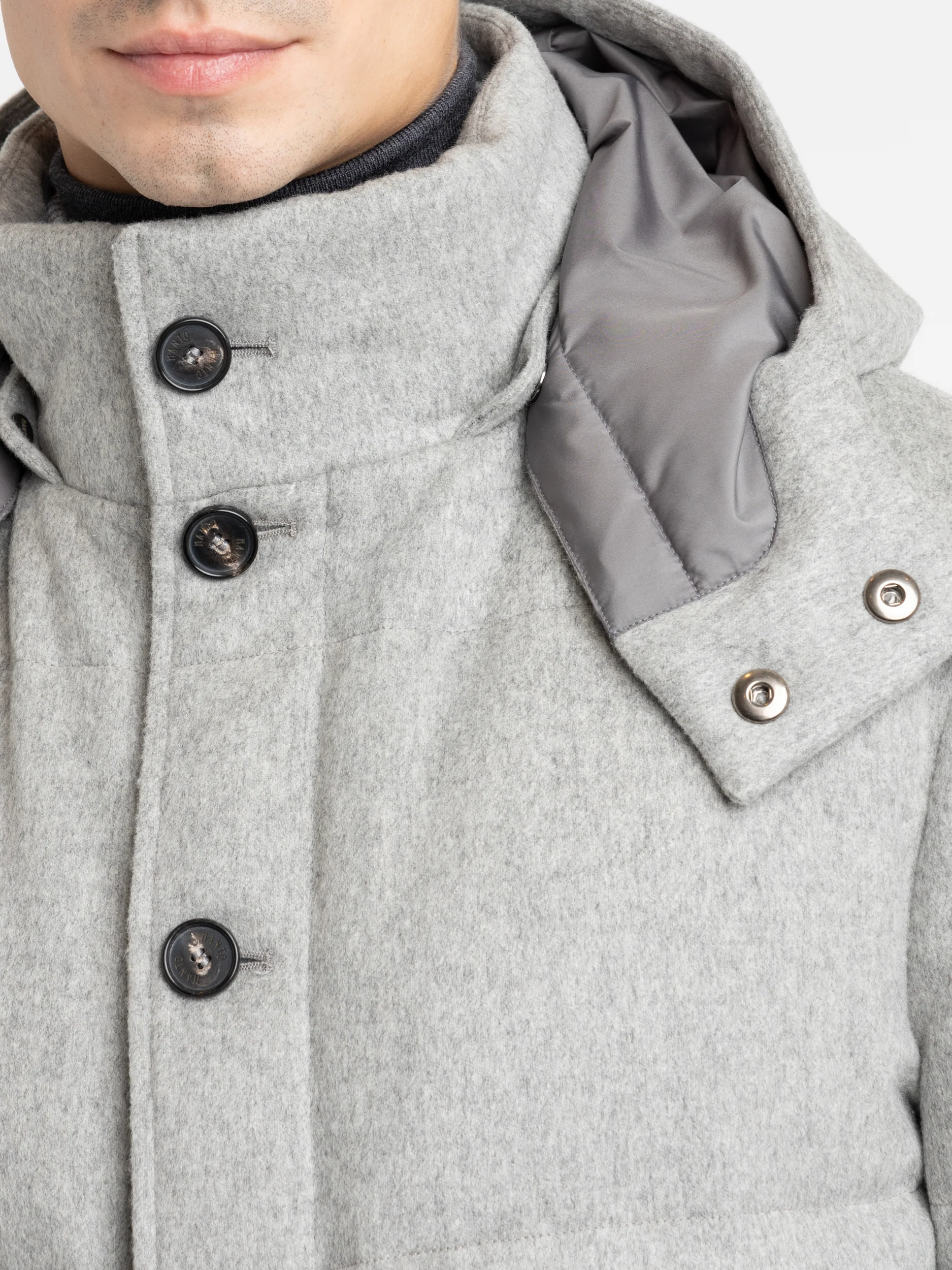 Light Grey Cashmere Down Puffer - Image 6