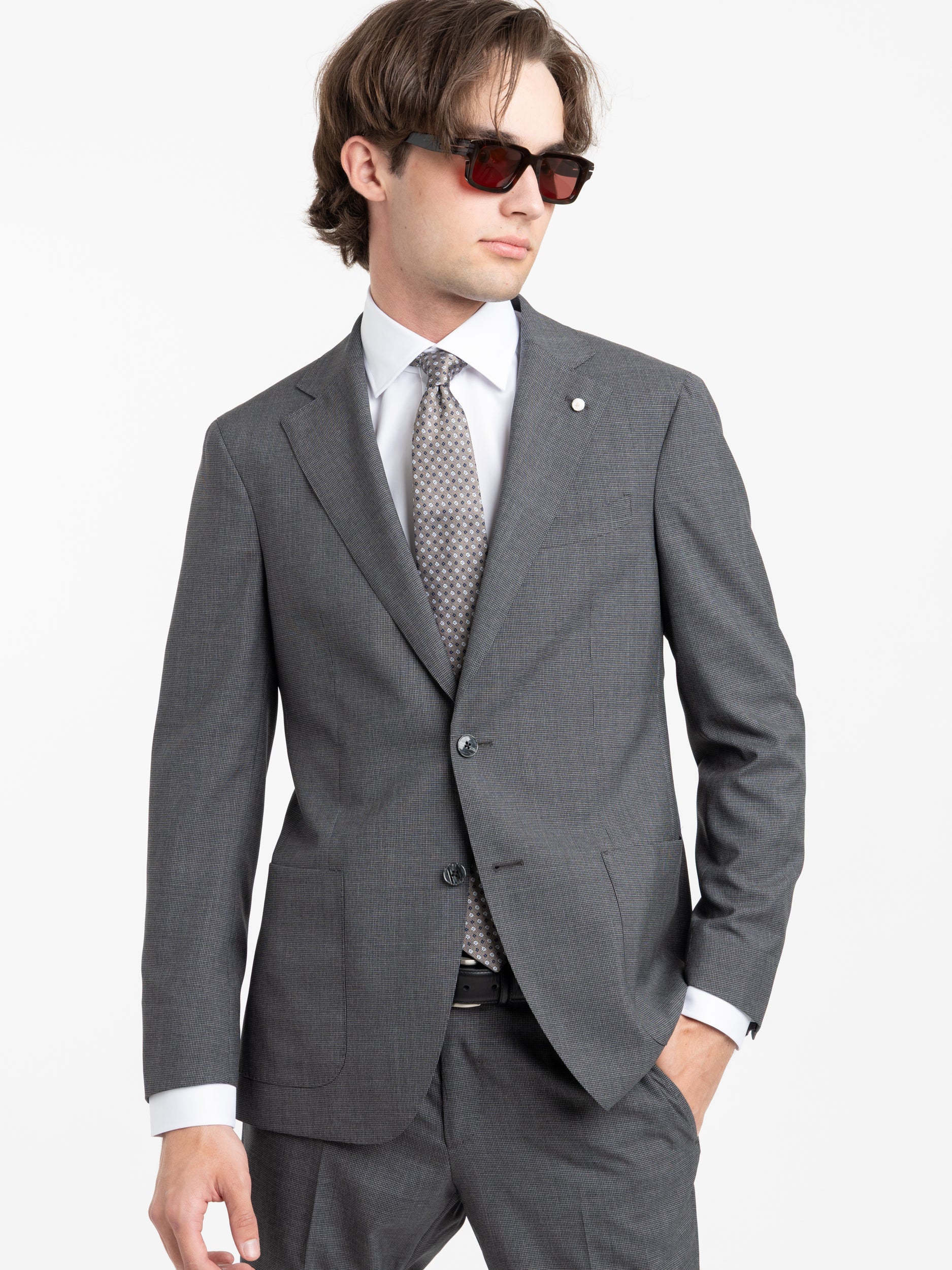 Grey Micro Houndstooth Wool Suit - Image 2