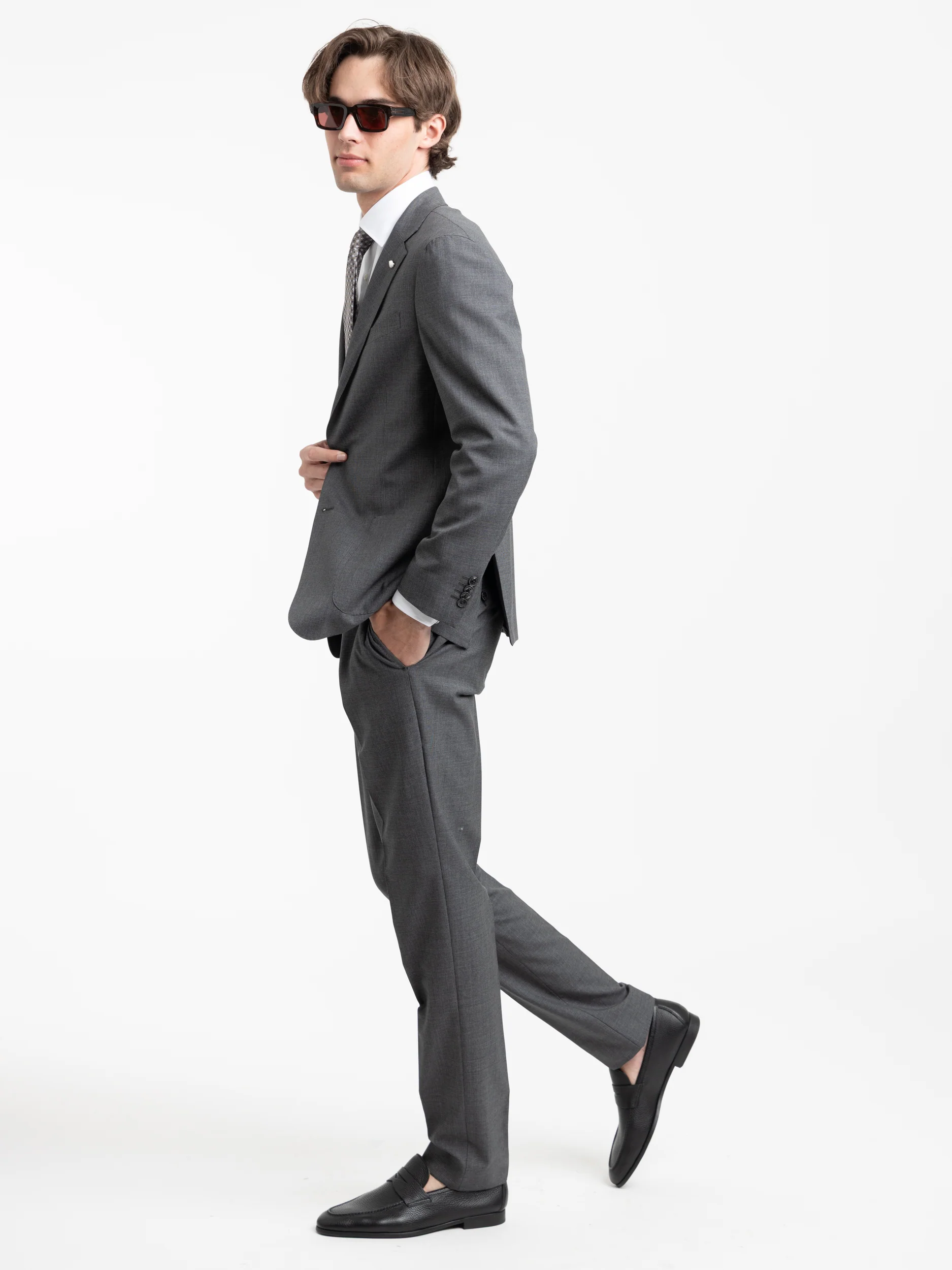 Grey Micro Houndstooth Wool Suit - Image 3
