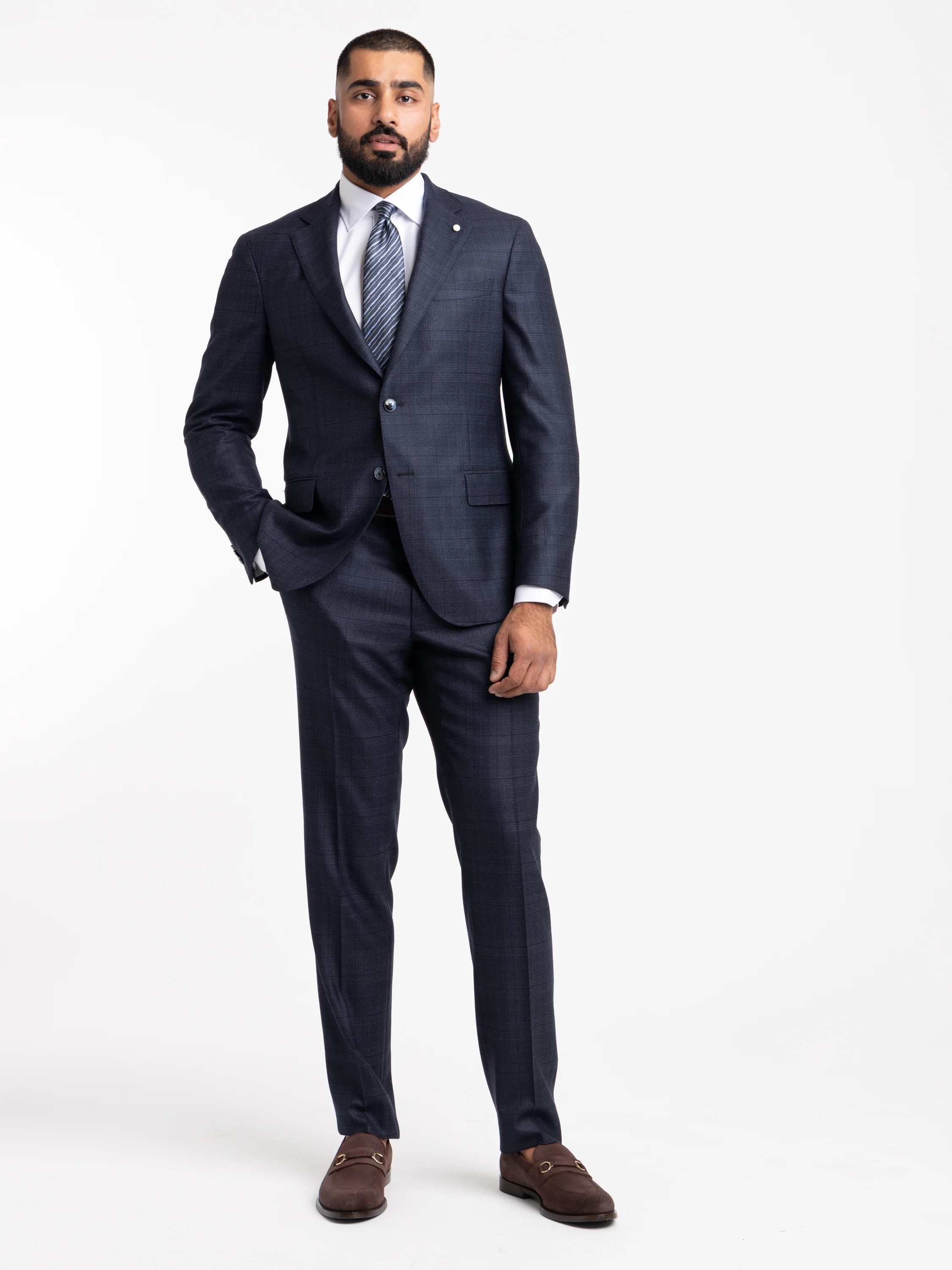 Navy Check Wool Suit