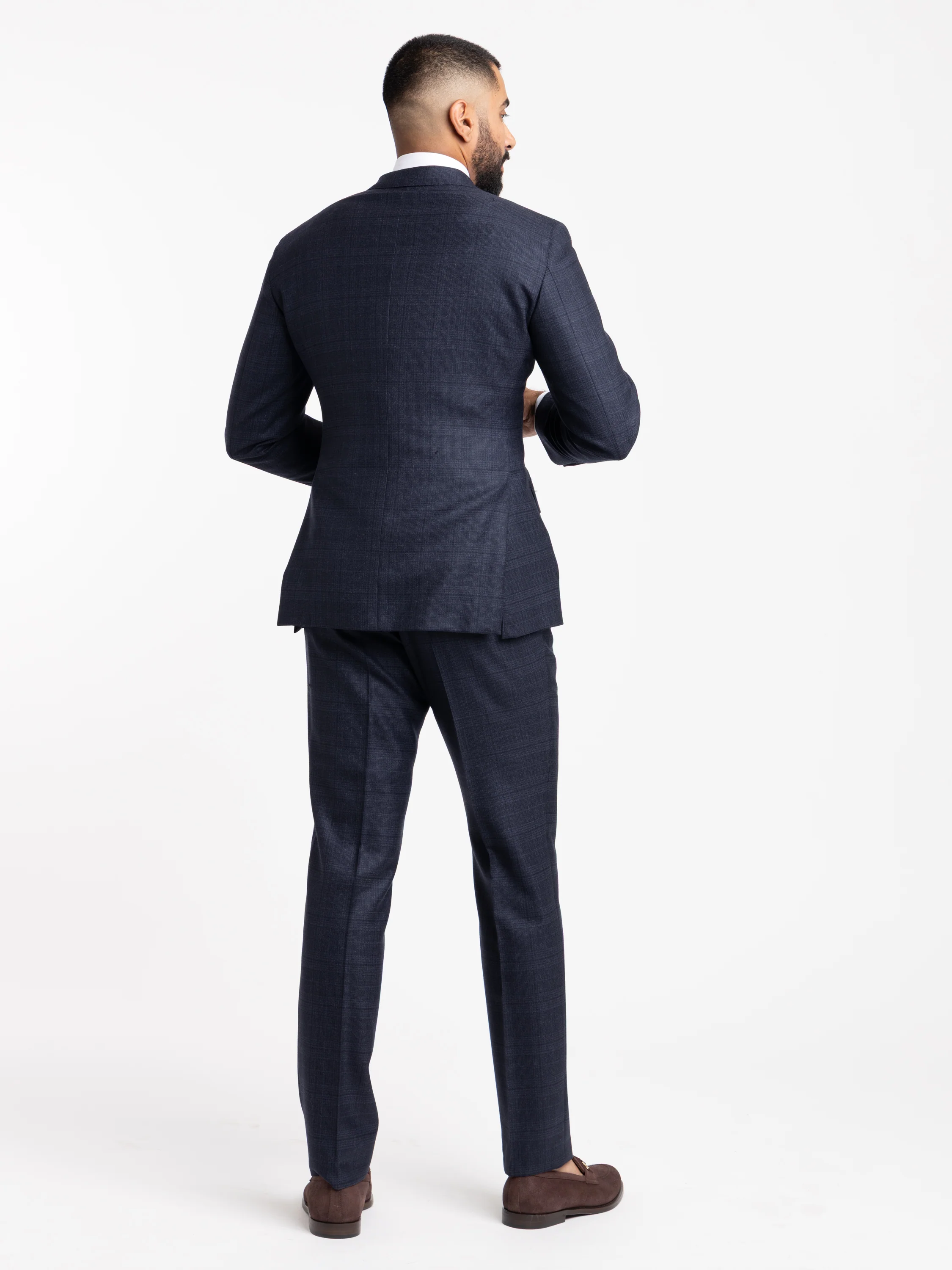 Navy Check Wool Suit - Image 4