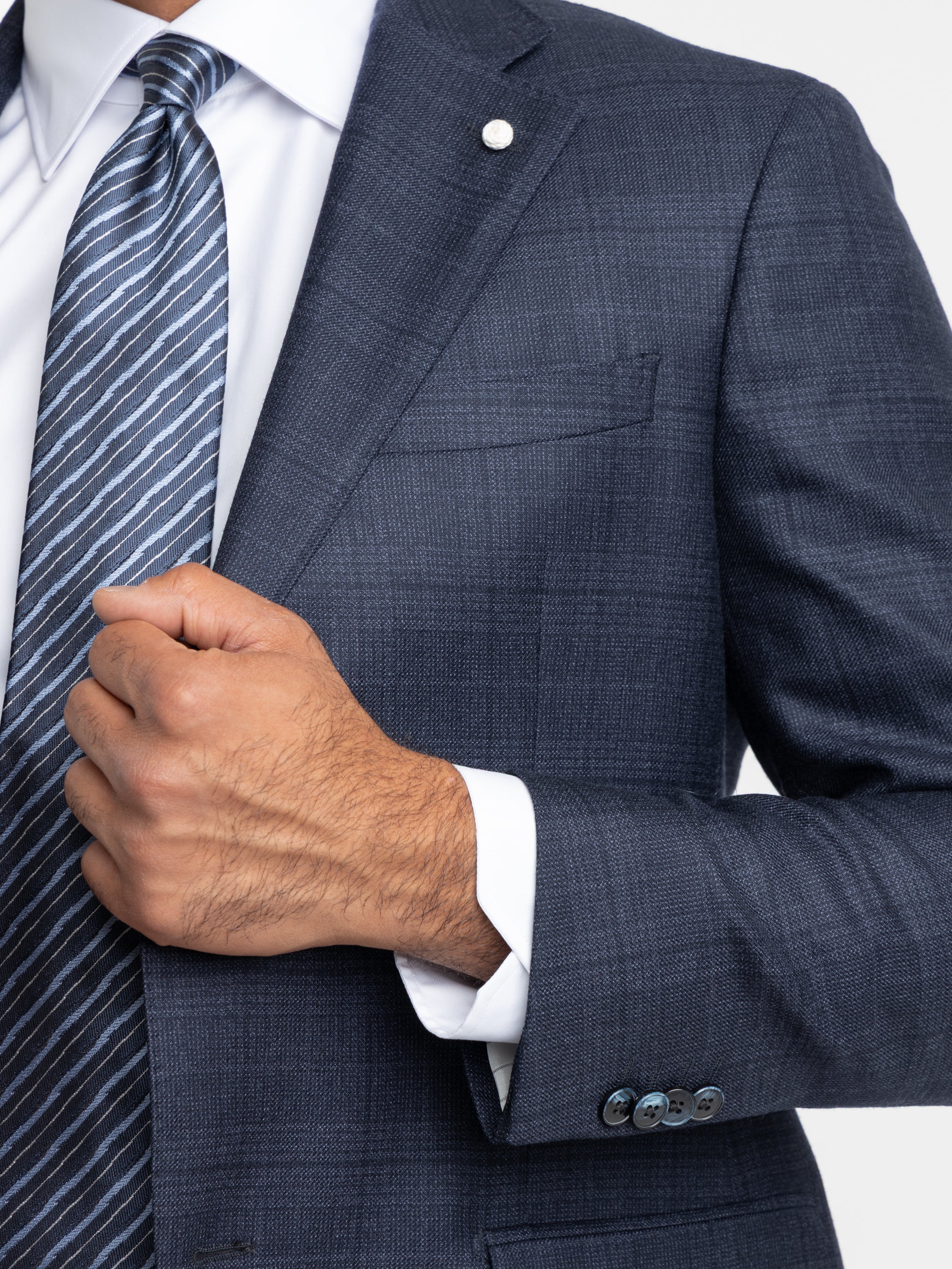 Navy Check Wool Suit - Image 6