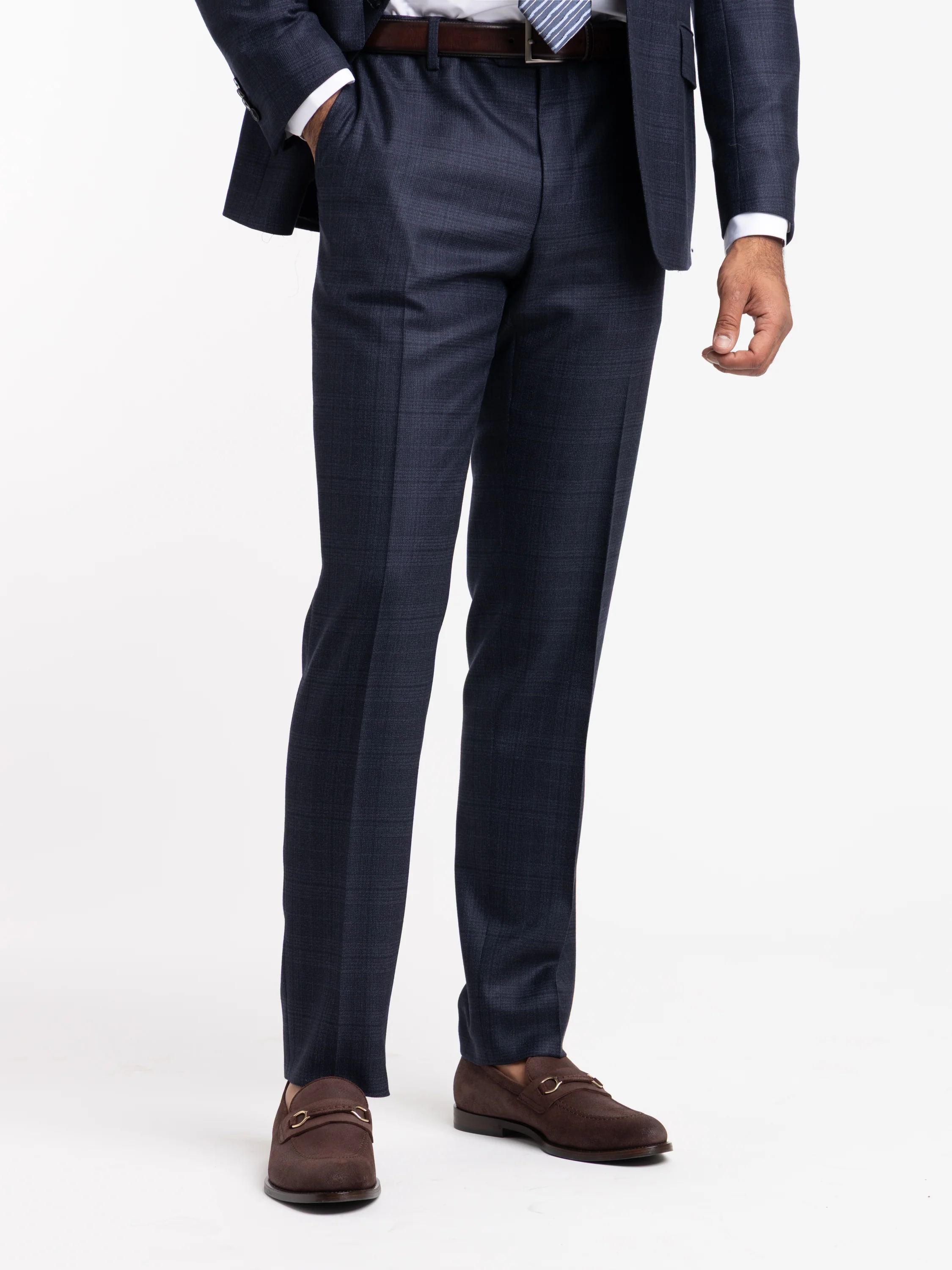 Navy Check Wool Suit - Image 7