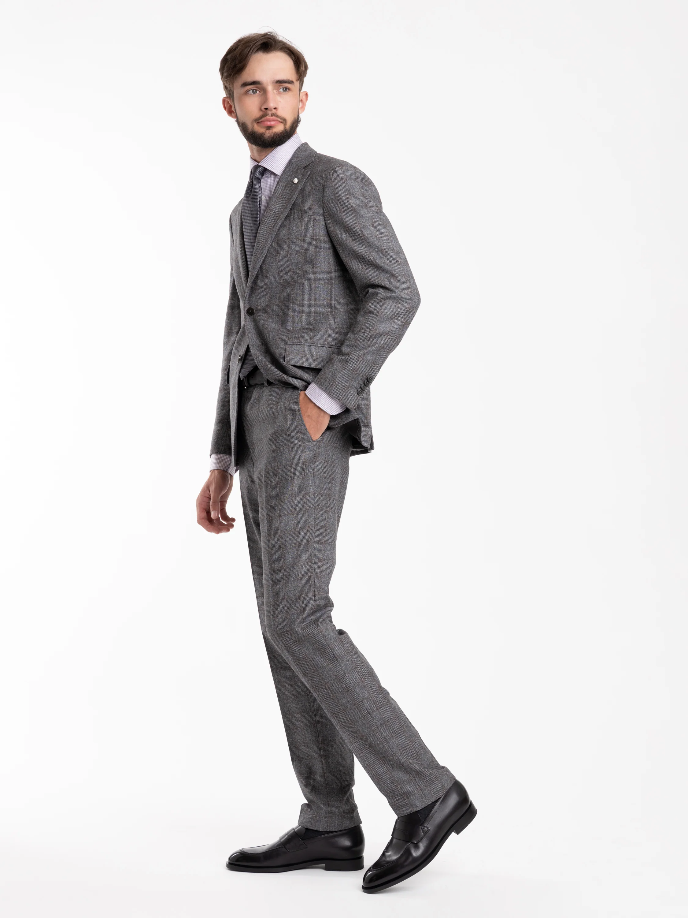 Grey Check Wool-Cotton Suit - Image 3