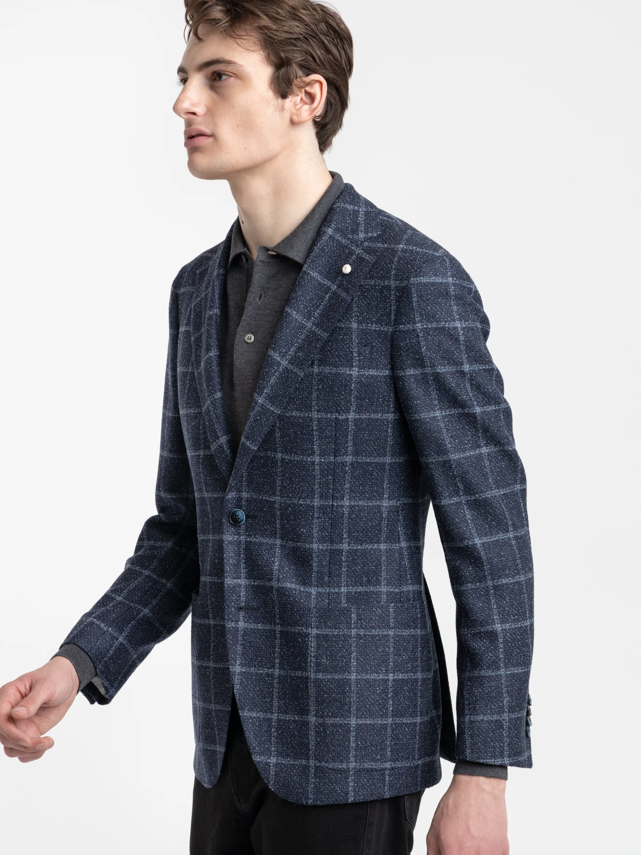 Blue Windowpane Wool-Blended Sport Jacket - Image 3