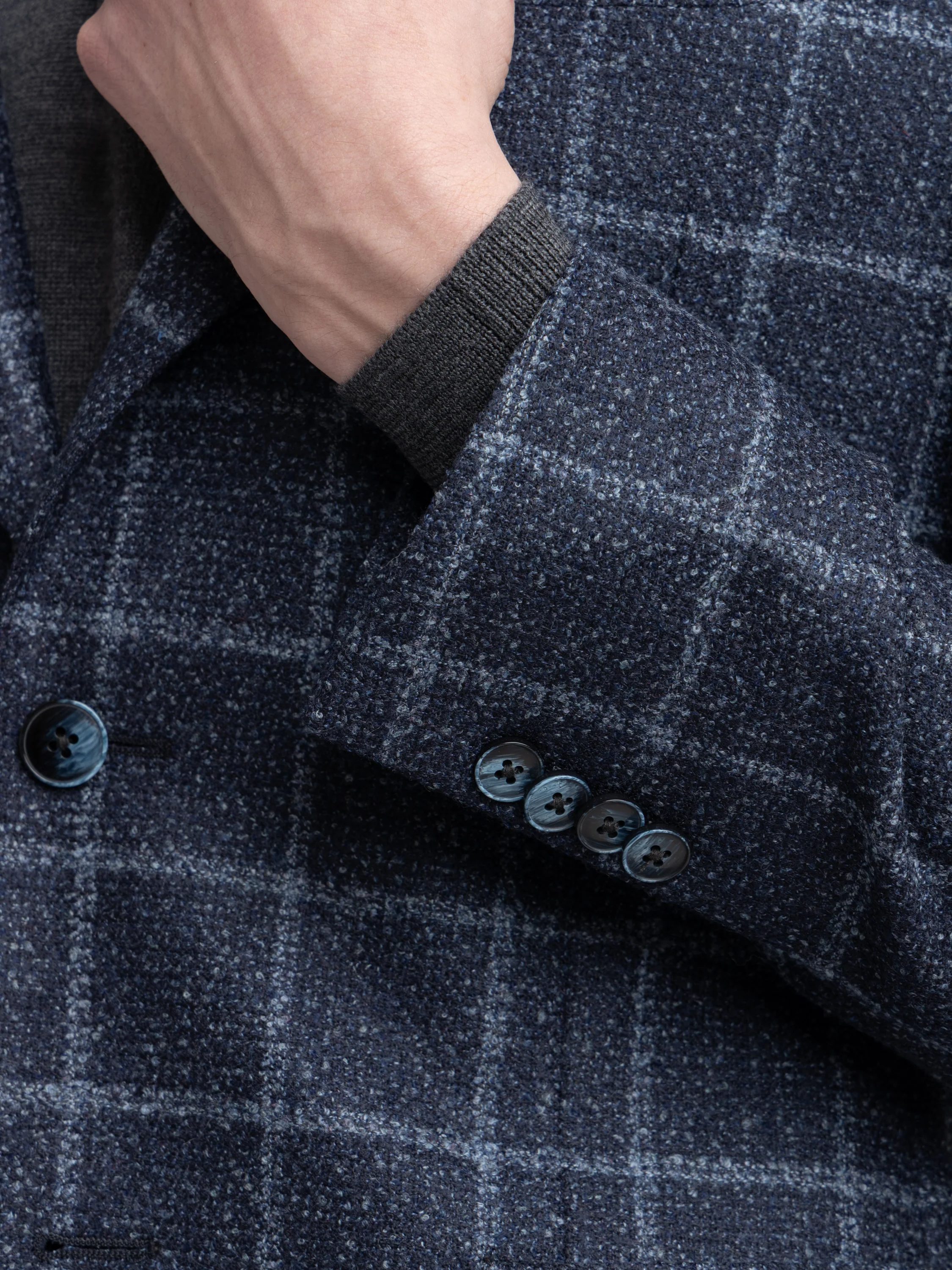Blue Windowpane Wool-Blended Sport Jacket - Image 5