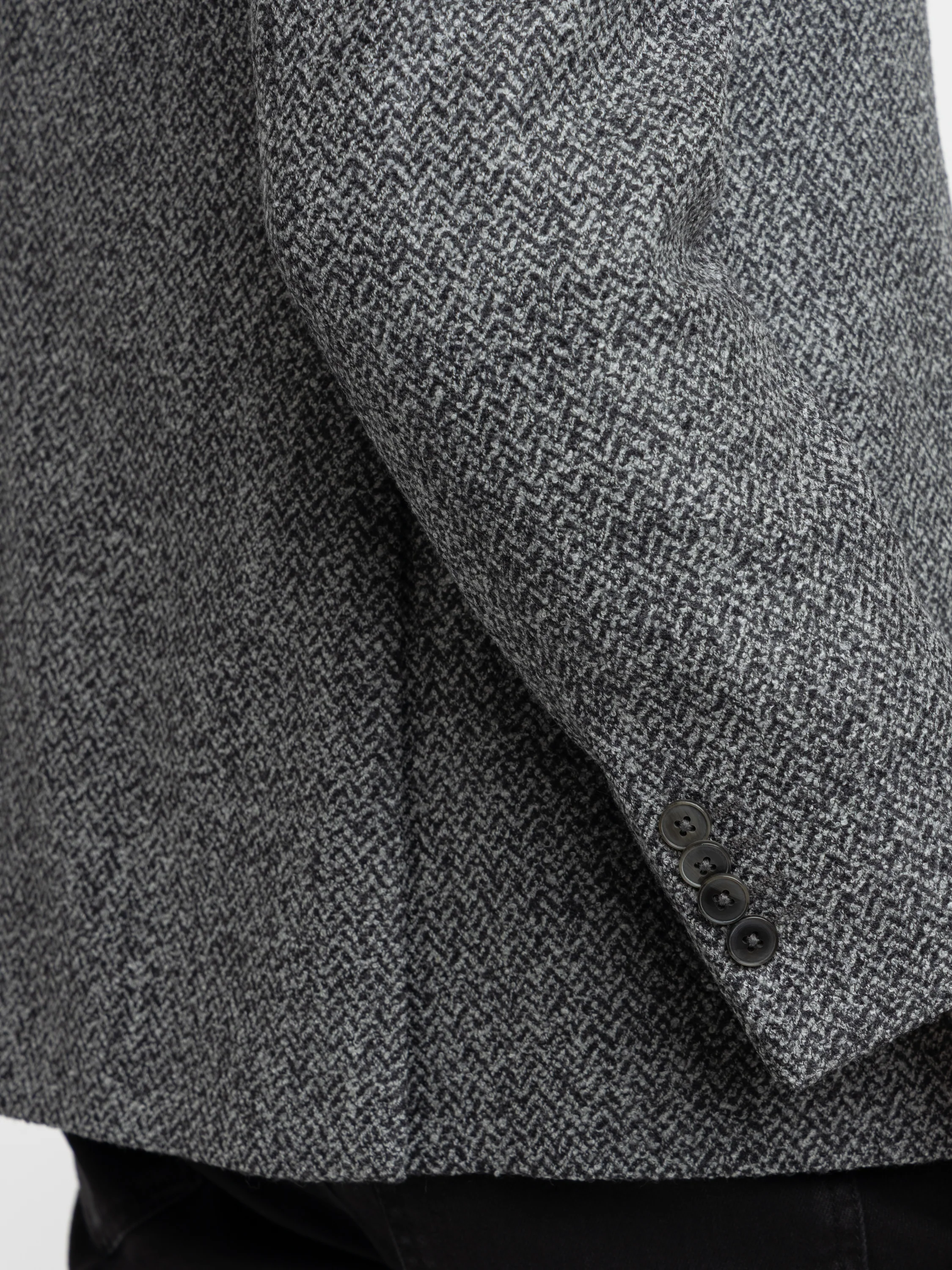 Grey Herringbone Wool-Blended Sport Jacket - Image 6