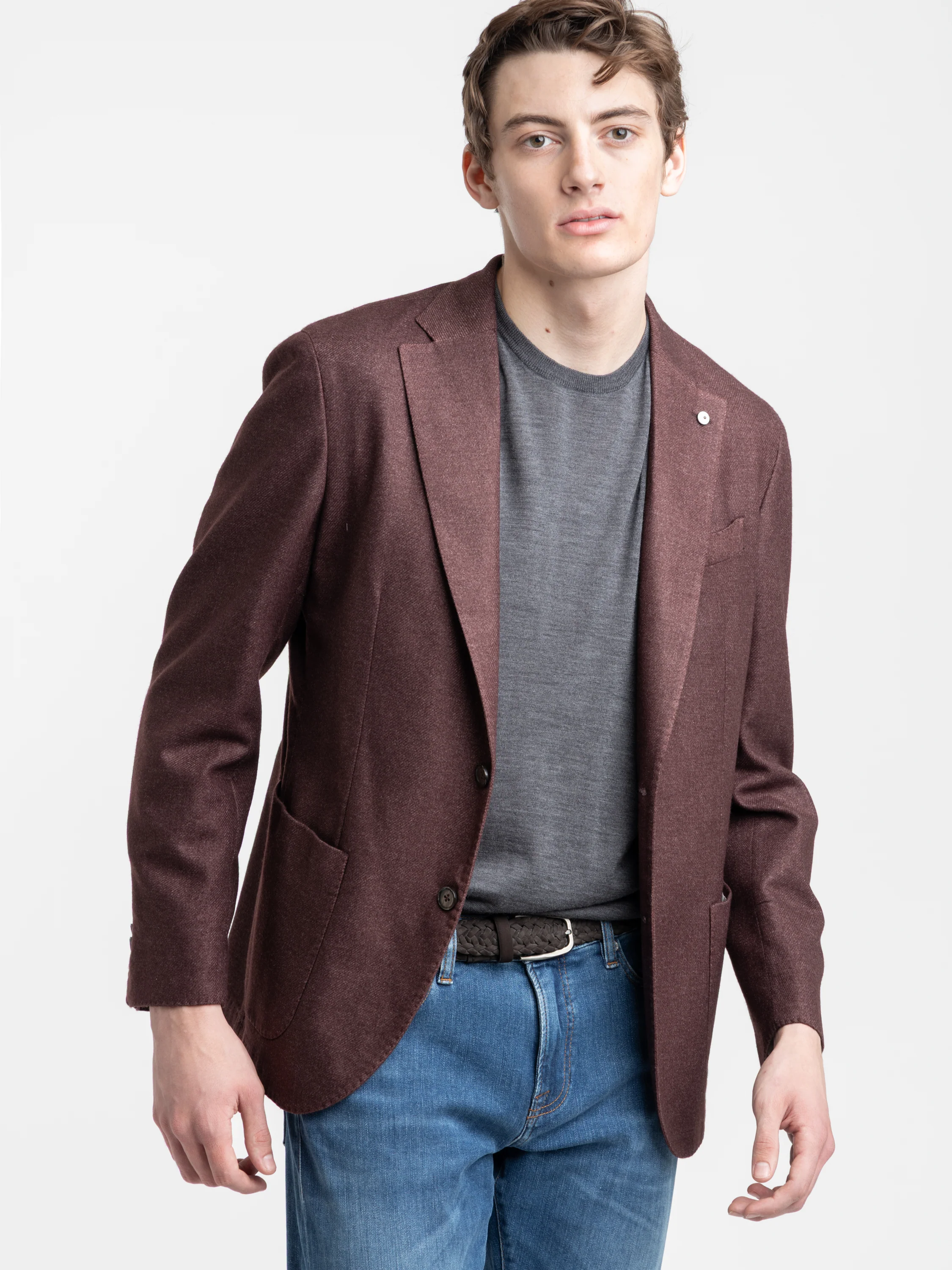 Dark Burgundy Wool Cashmere Blend Sport Jacket