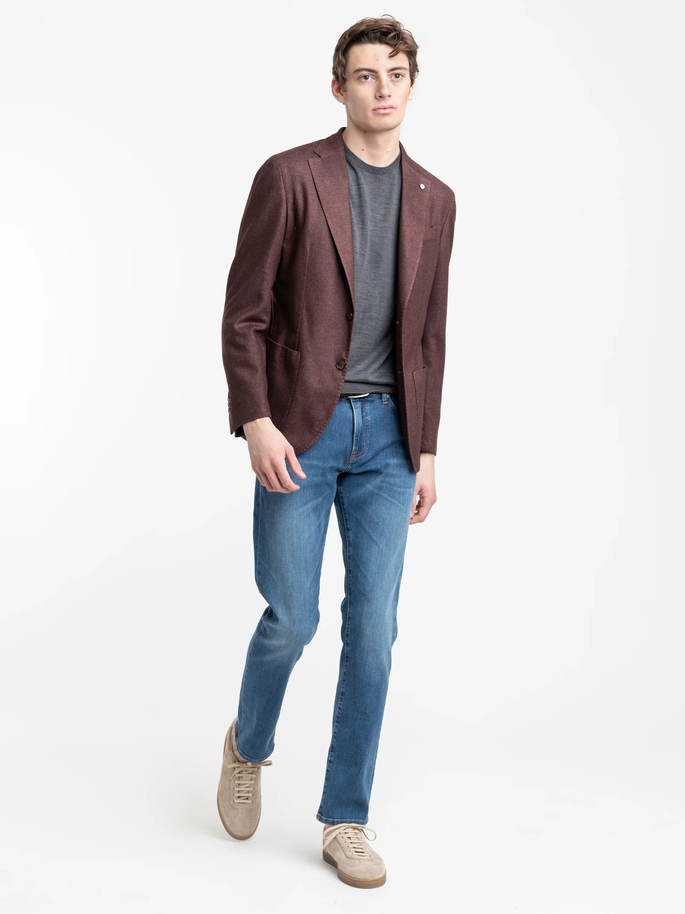 Dark Burgundy Wool Cashmere Blend Sport Jacket - Image 2