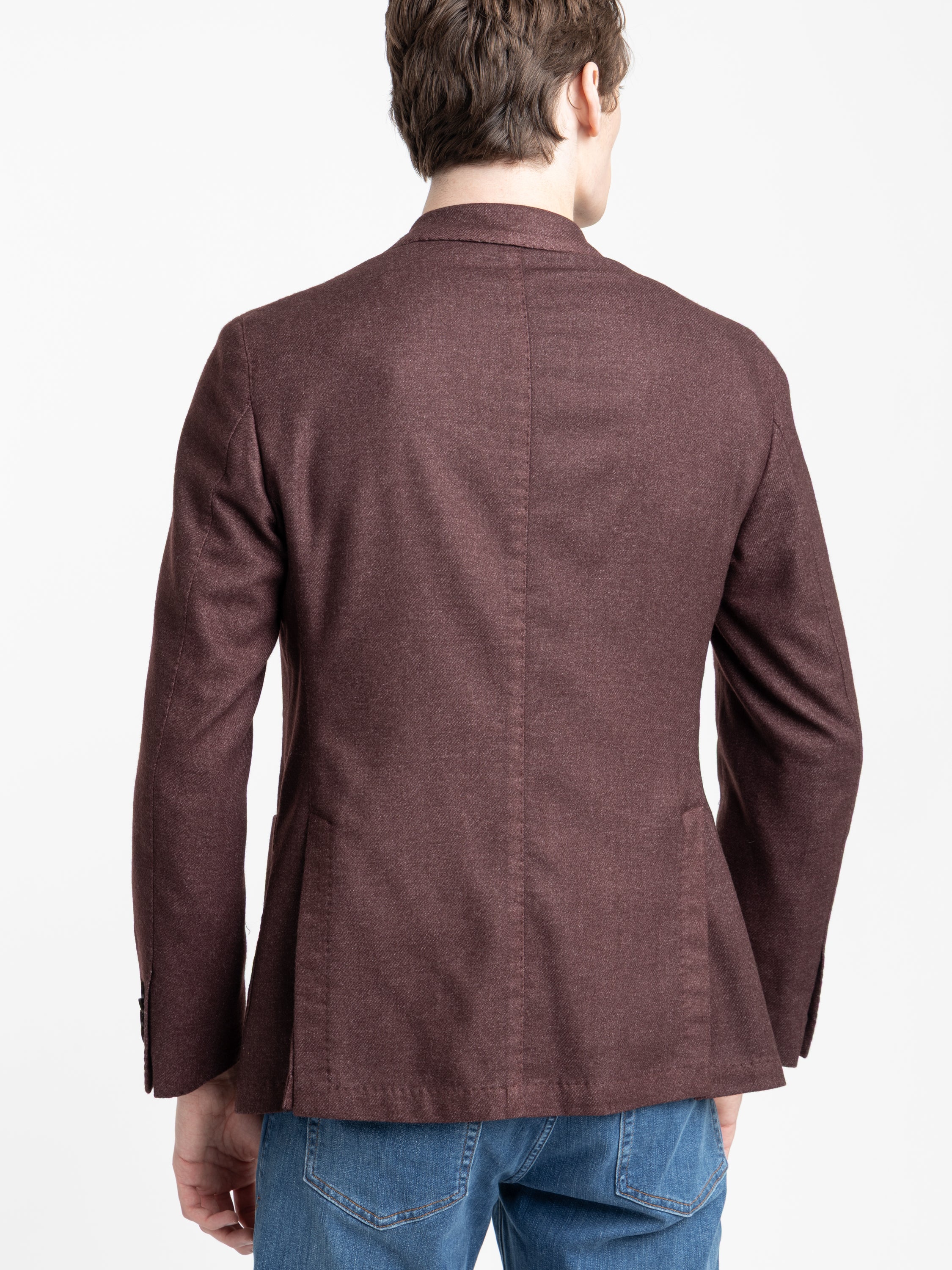 Dark Burgundy Wool Cashmere Blend Sport Jacket - Image 4
