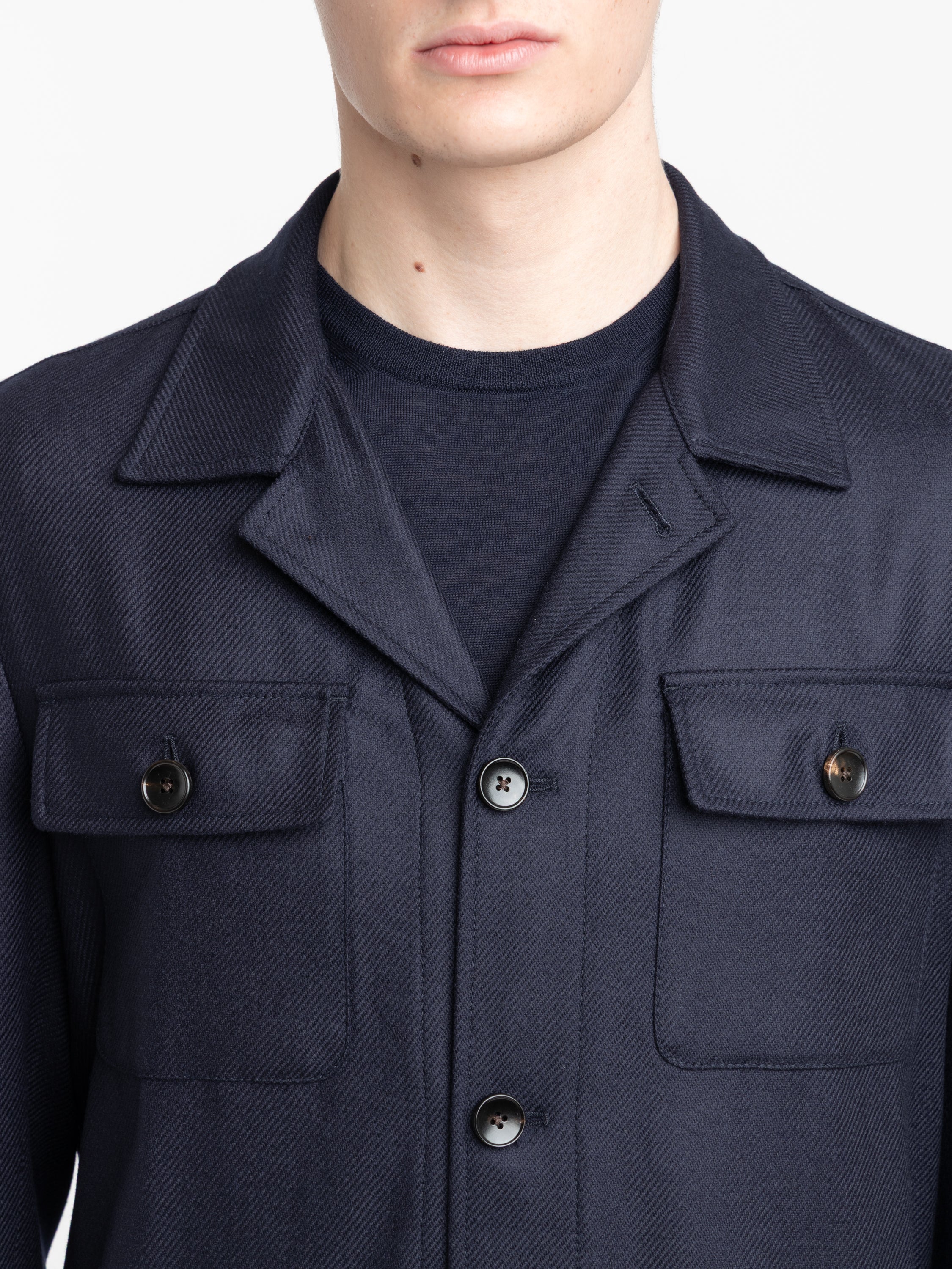 Navy Wool-Silk Chore Jacket - Image 6