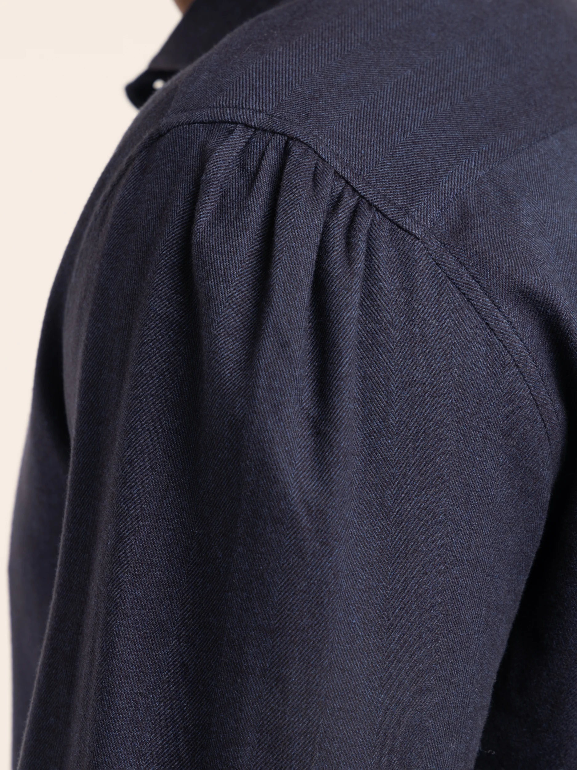 Navy Cotton-Blend Dress Shirt - Image 7