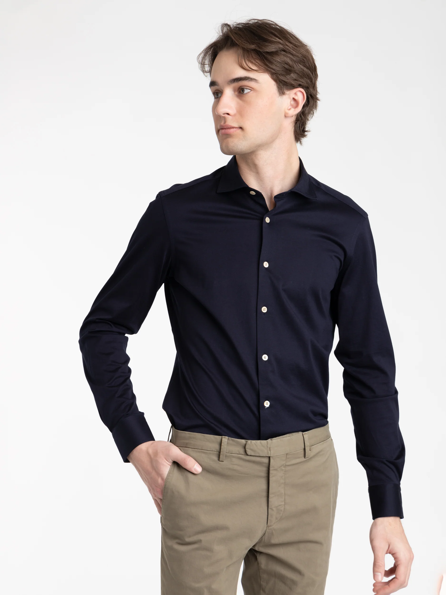 Navy Cotton Jersey Shirt