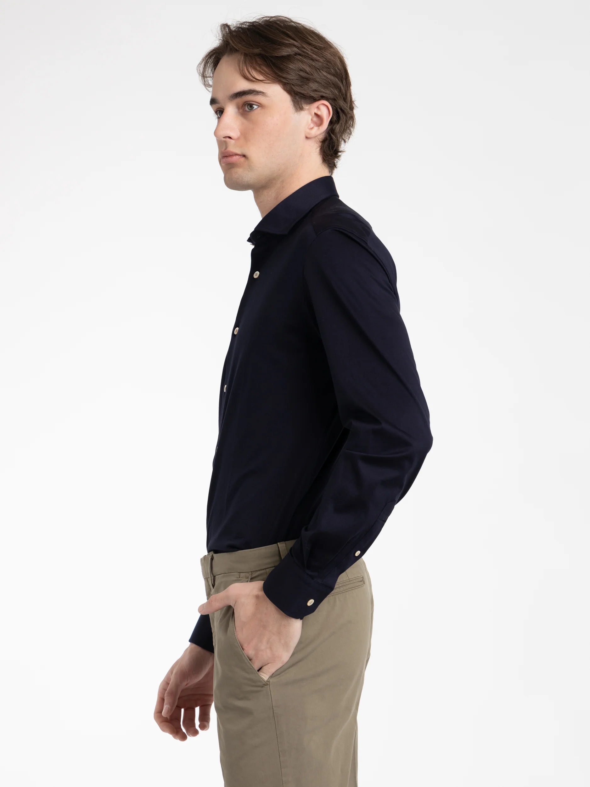 Navy Cotton Jersey Shirt - Image 2