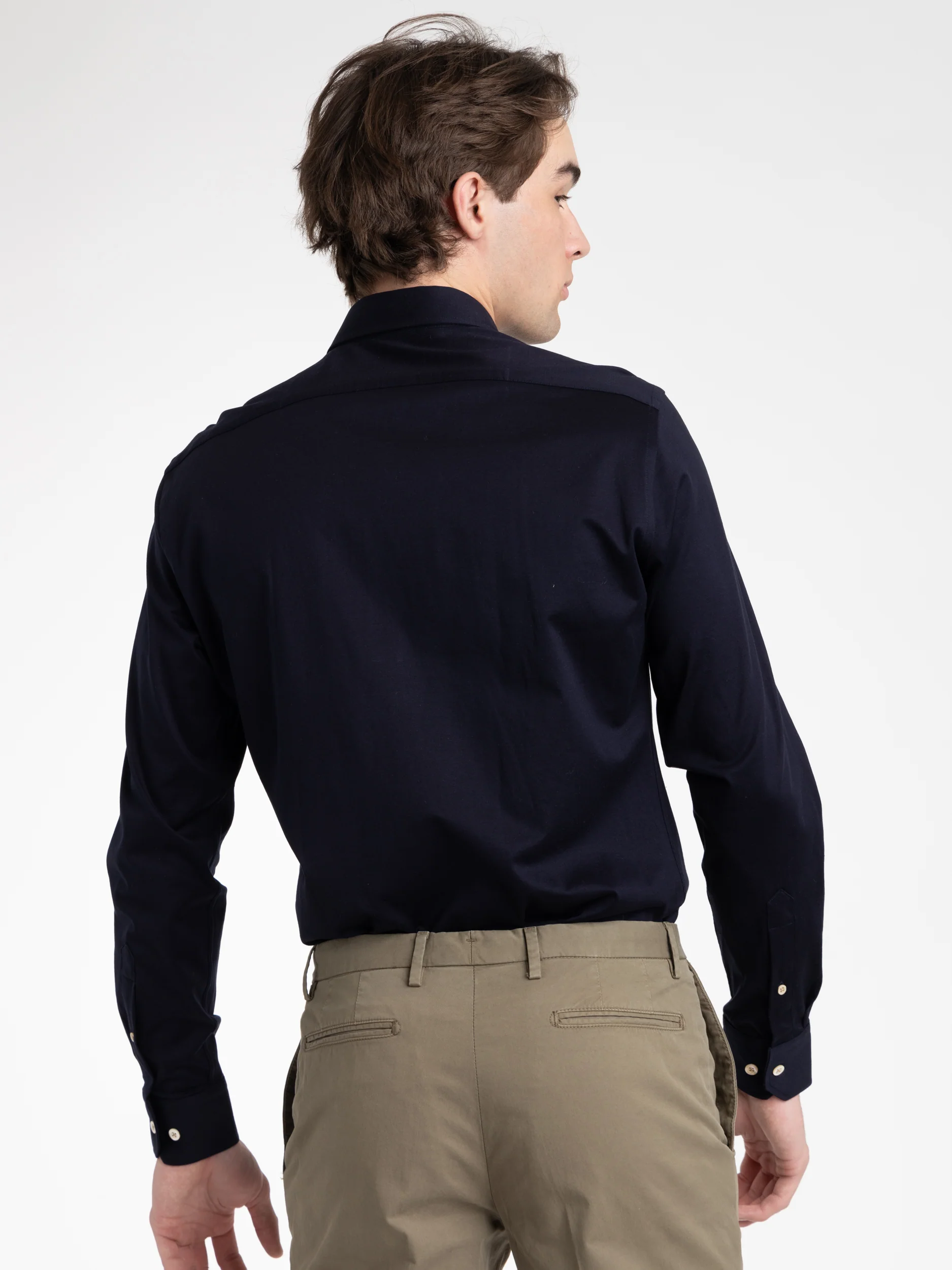 Navy Cotton Jersey Shirt - Image 3