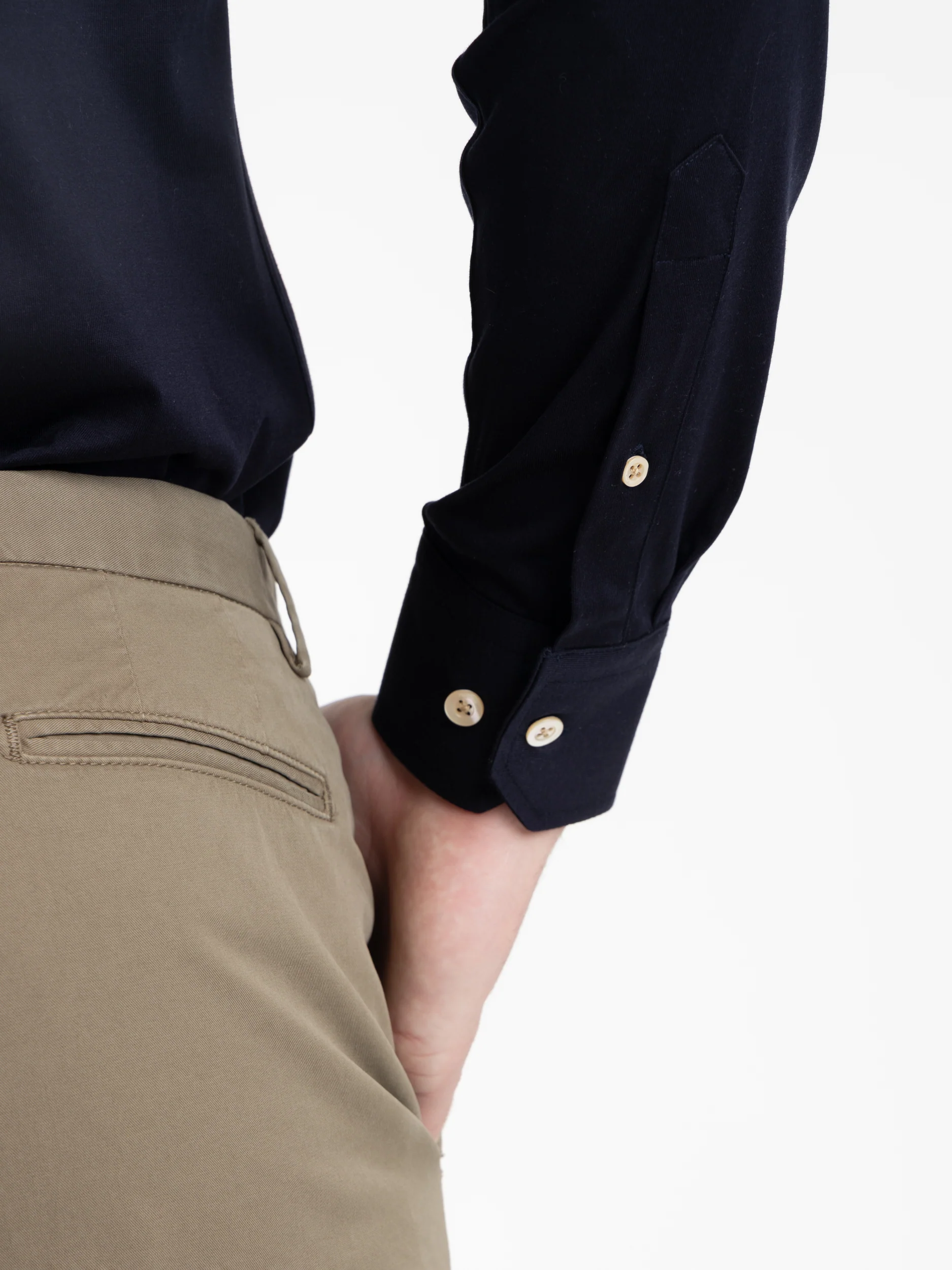 Navy Cotton Jersey Shirt - Image 5