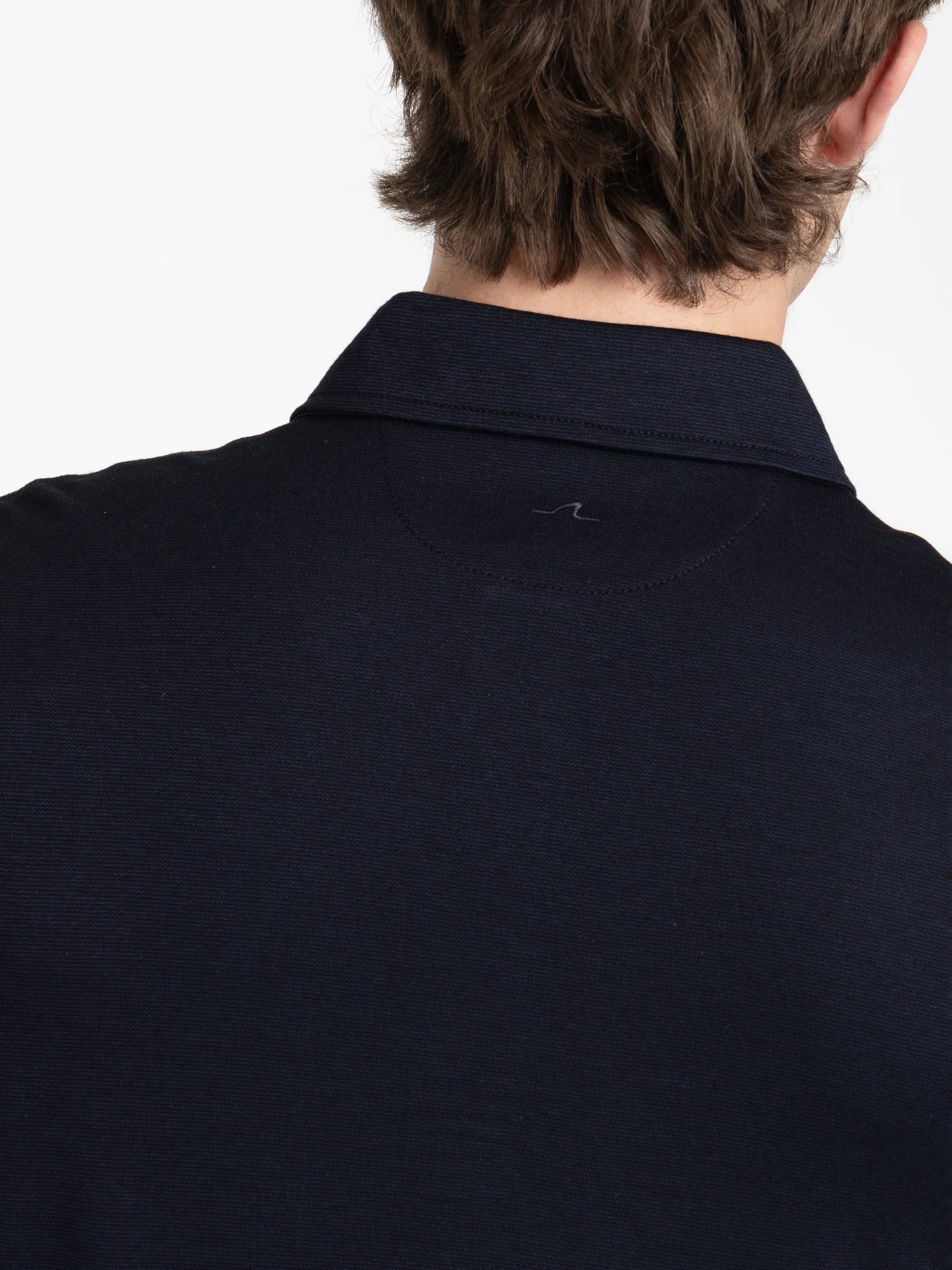Navy Cotton Tencel Polo Shirt - Image 6