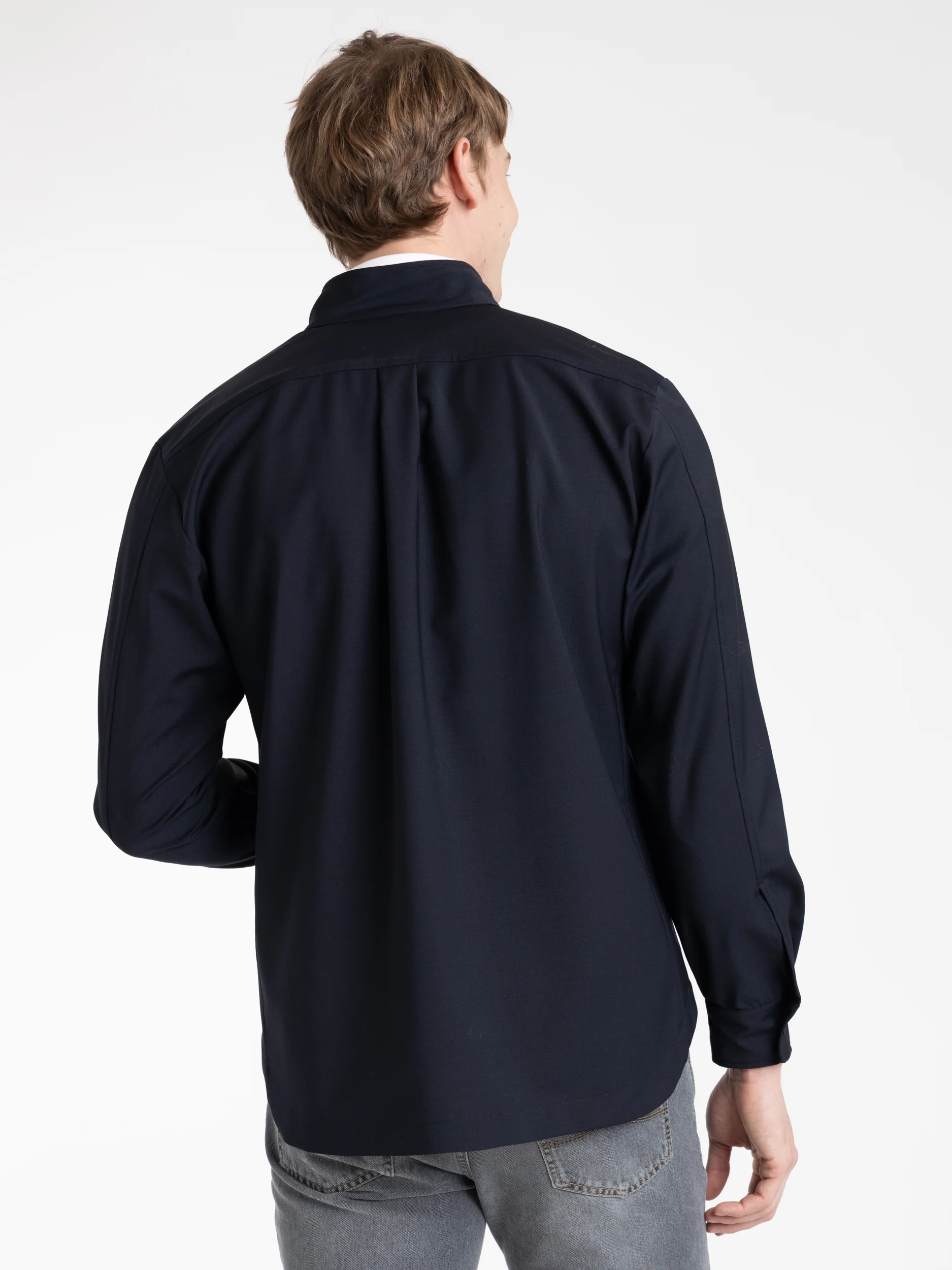 Navy Wool-Blend Overshirt - Image 4