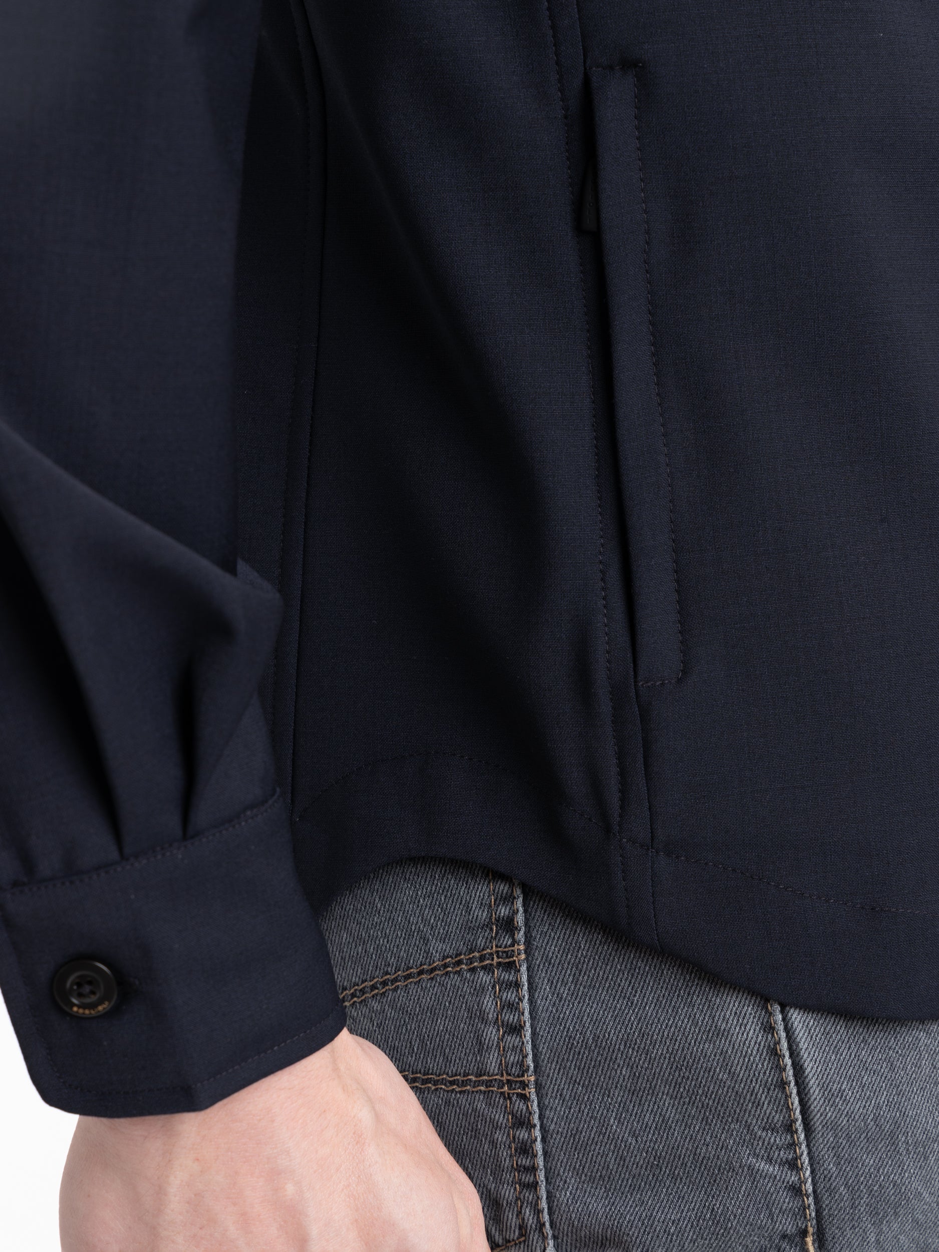 Navy Wool-Blend Overshirt - Image 6