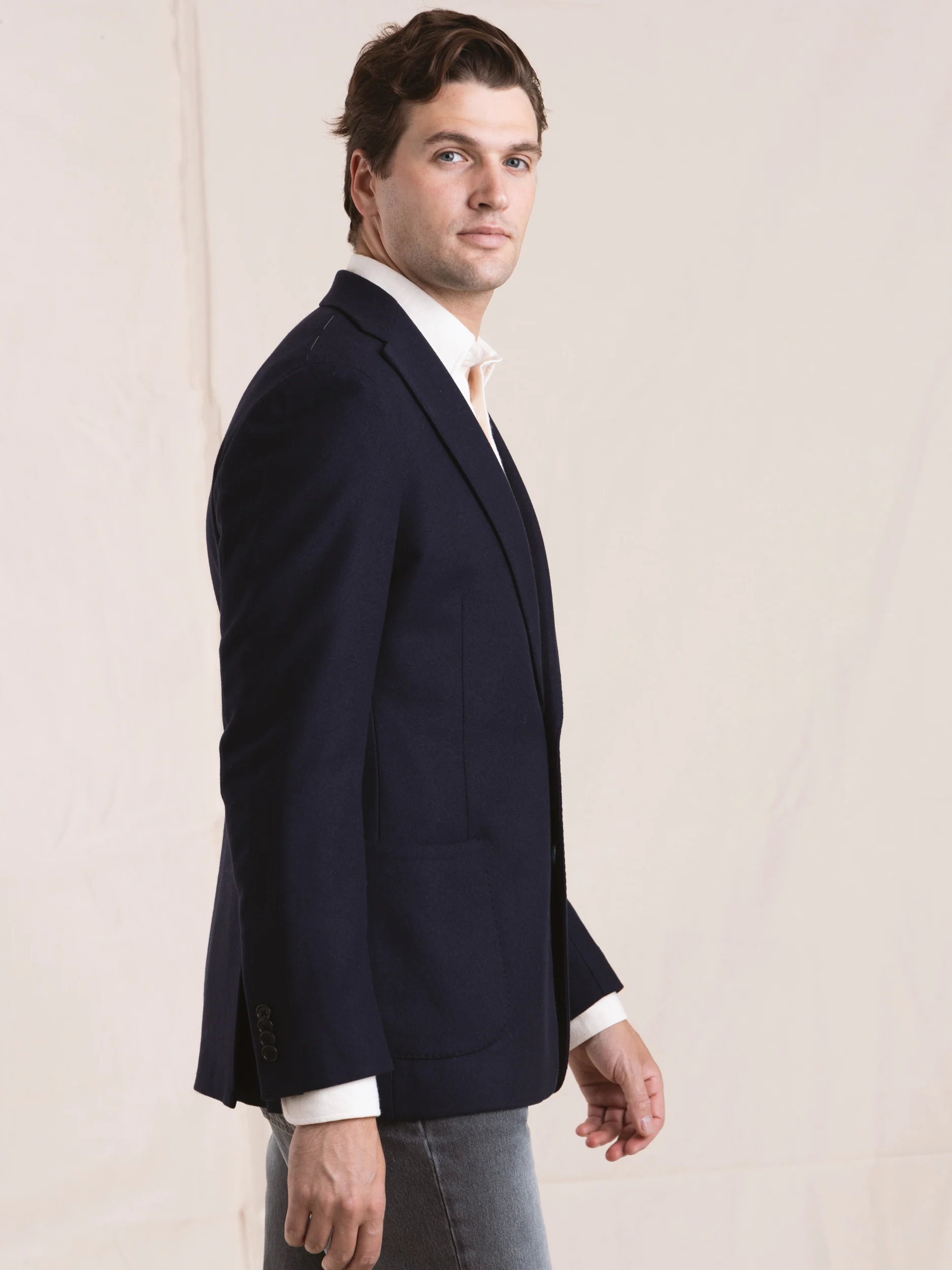 Navy Wool-Blend Sport Jacket - Image 3