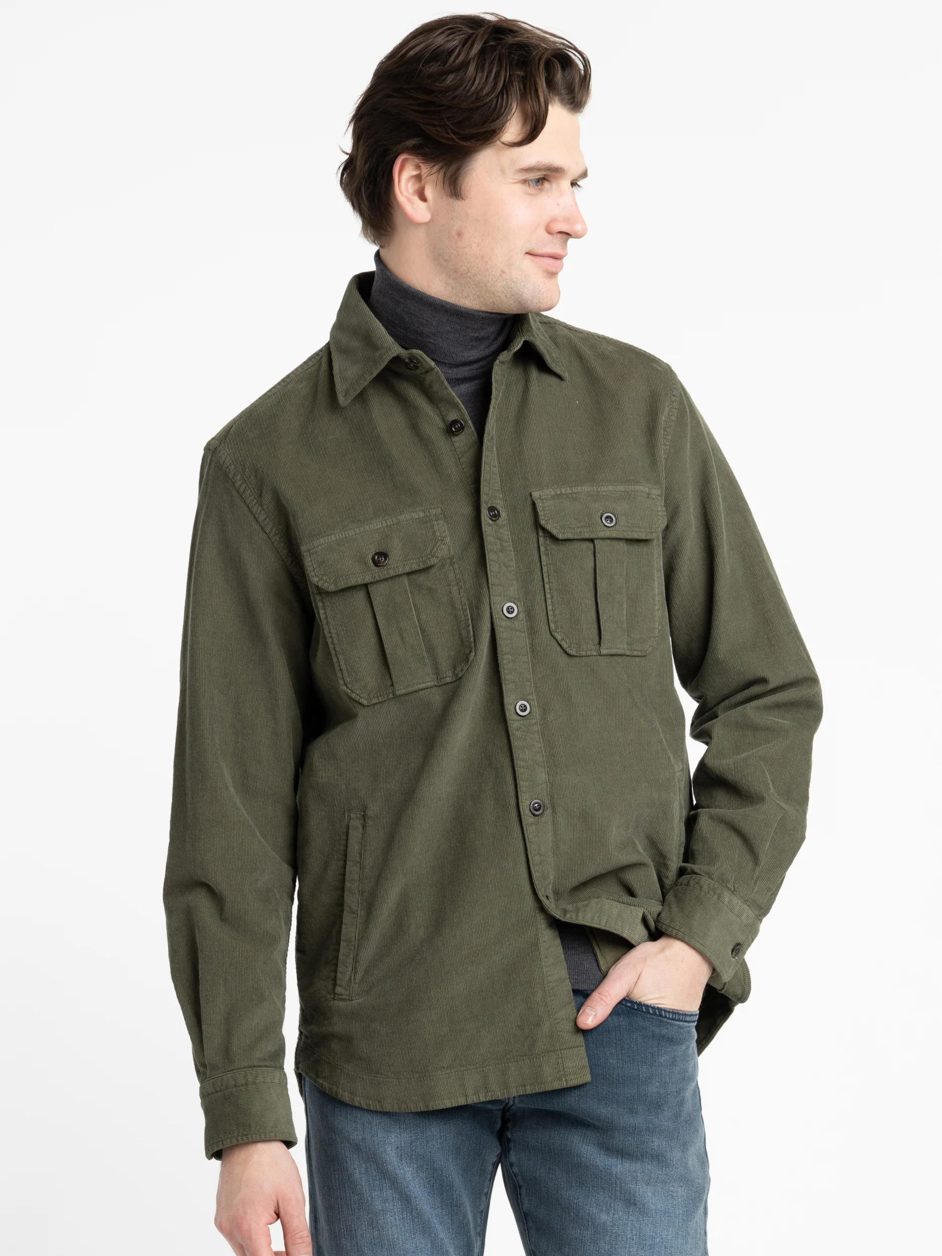 Olive Corduroy Overshirt