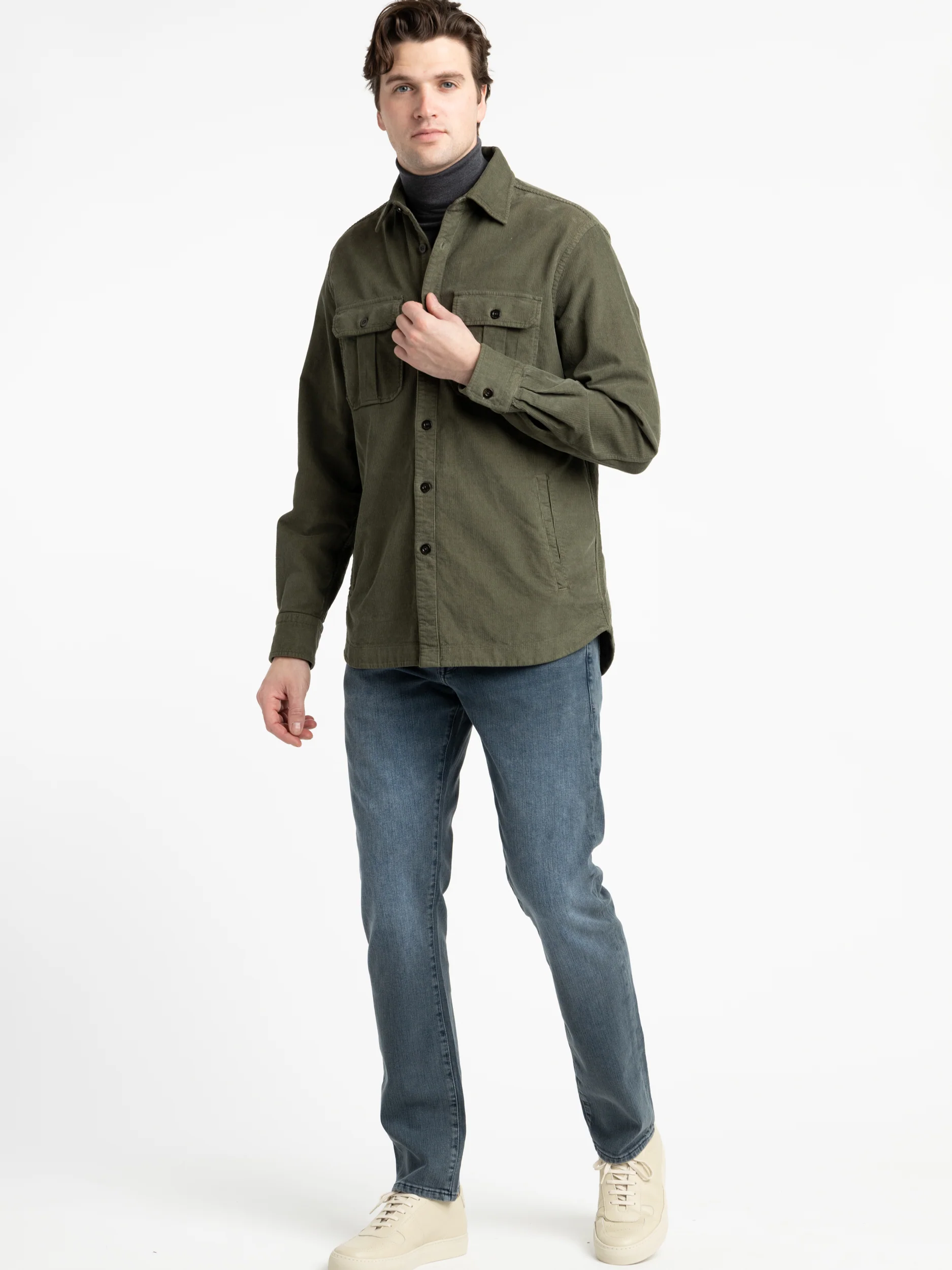 Olive Corduroy Overshirt - Image 2