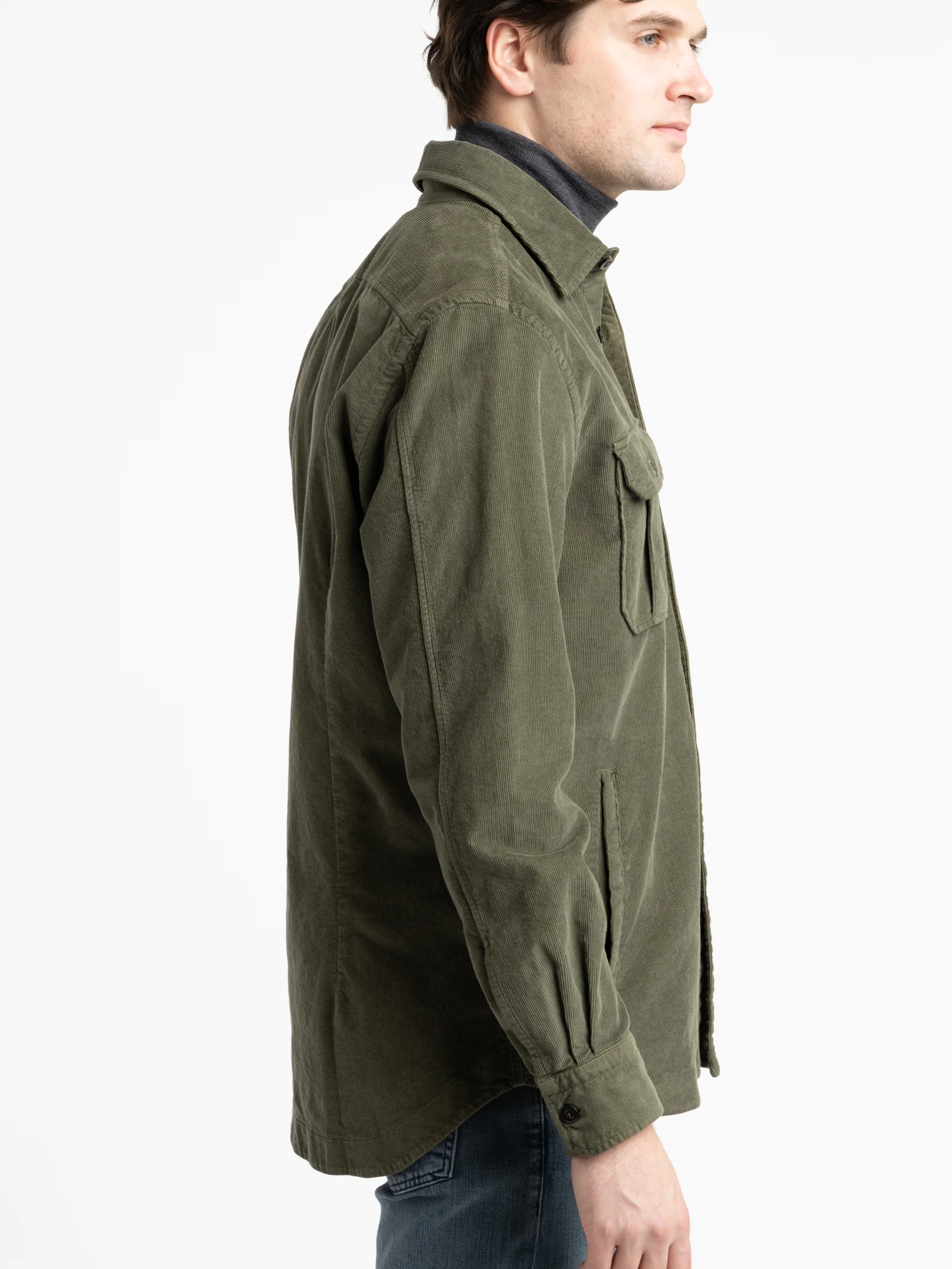Olive Corduroy Overshirt - Image 3