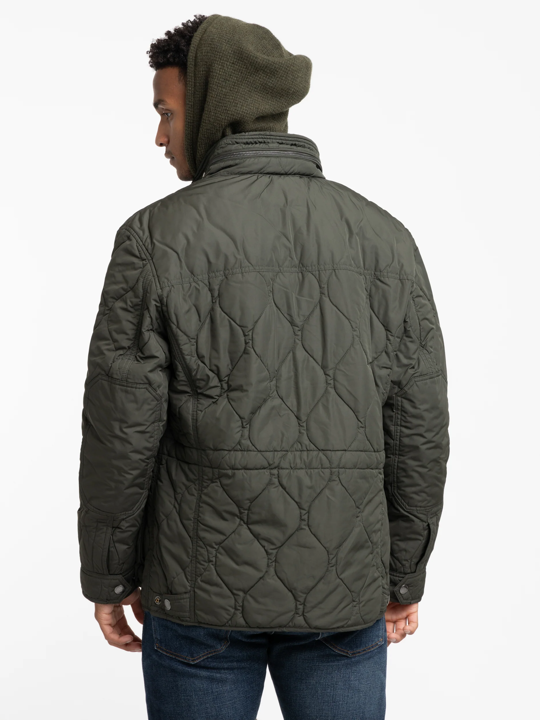 Olive Smoke Quilted Utility Jacket - Image 4