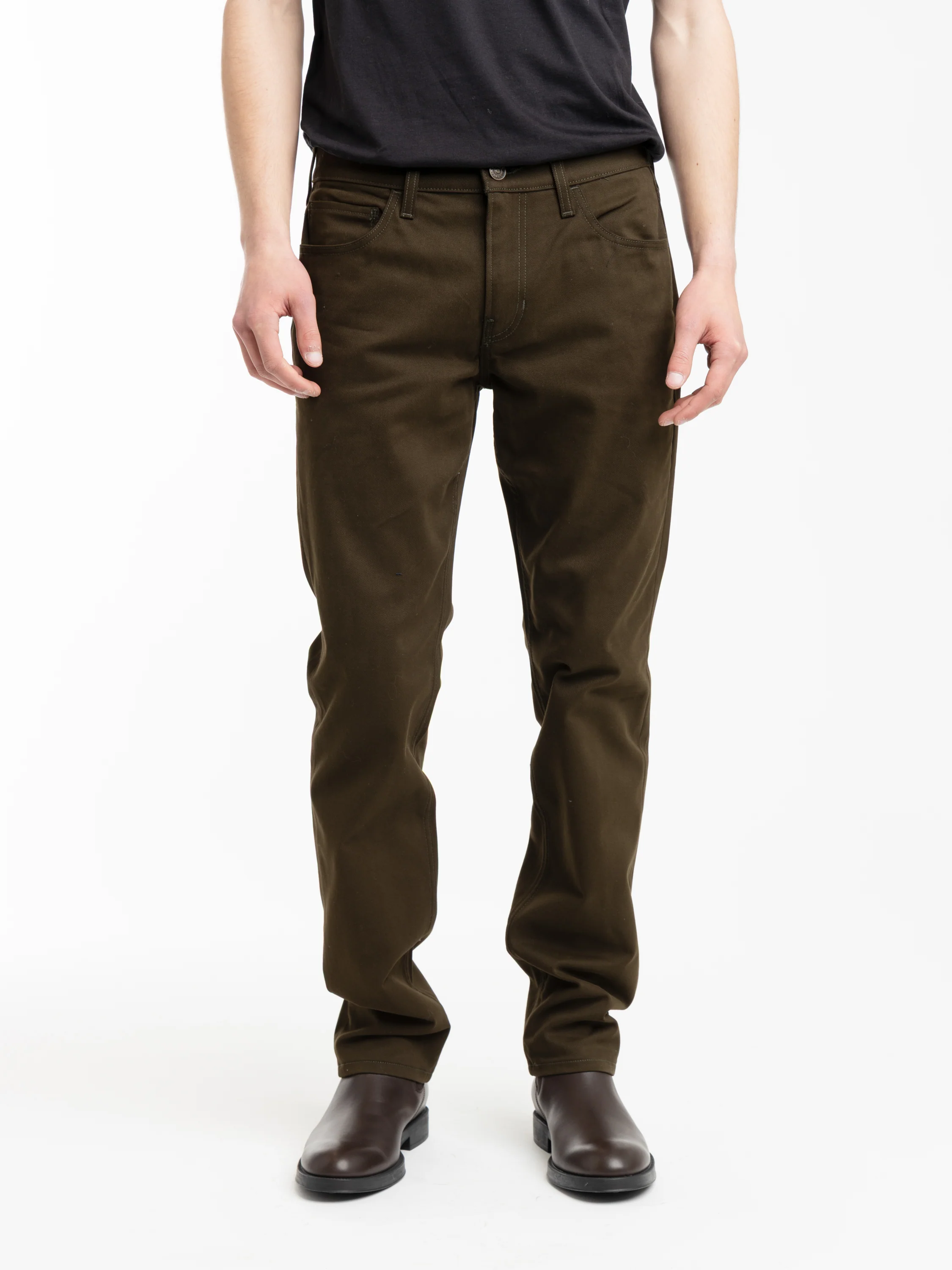 Olive Twill Macneil Slim Straight Pant