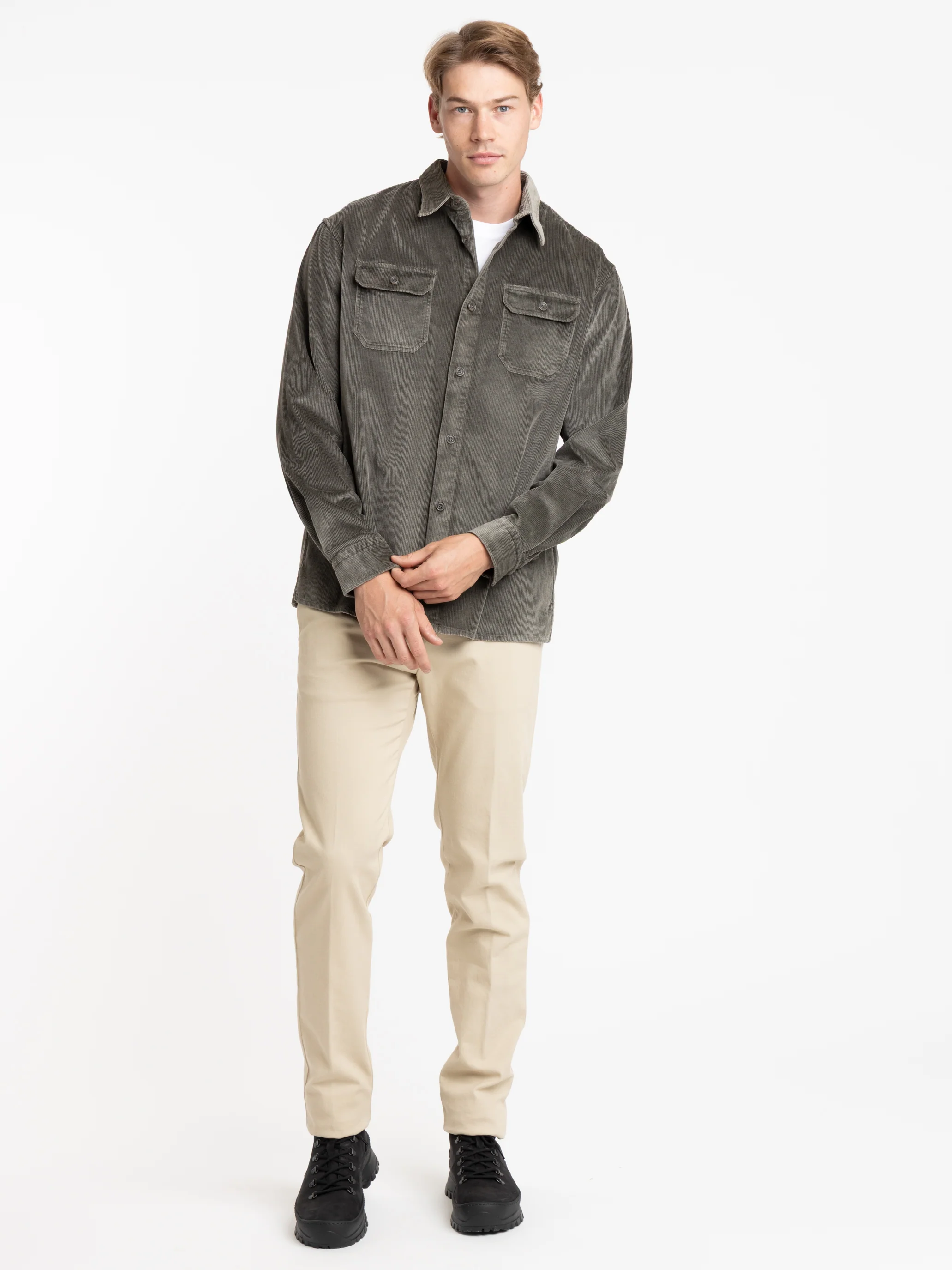 Brown Cotton Corduroy Overshirt With Chest Pockets - Image 2