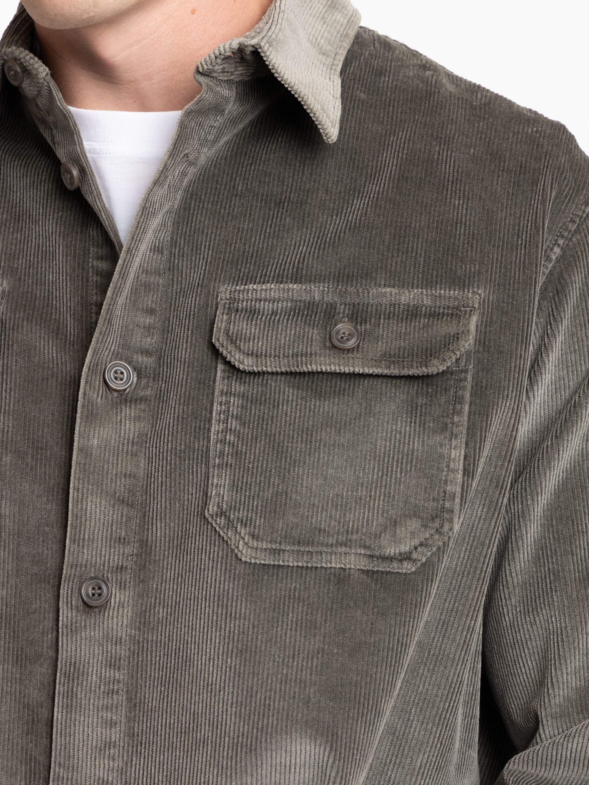 Brown Cotton Corduroy Overshirt With Chest Pockets - Image 3