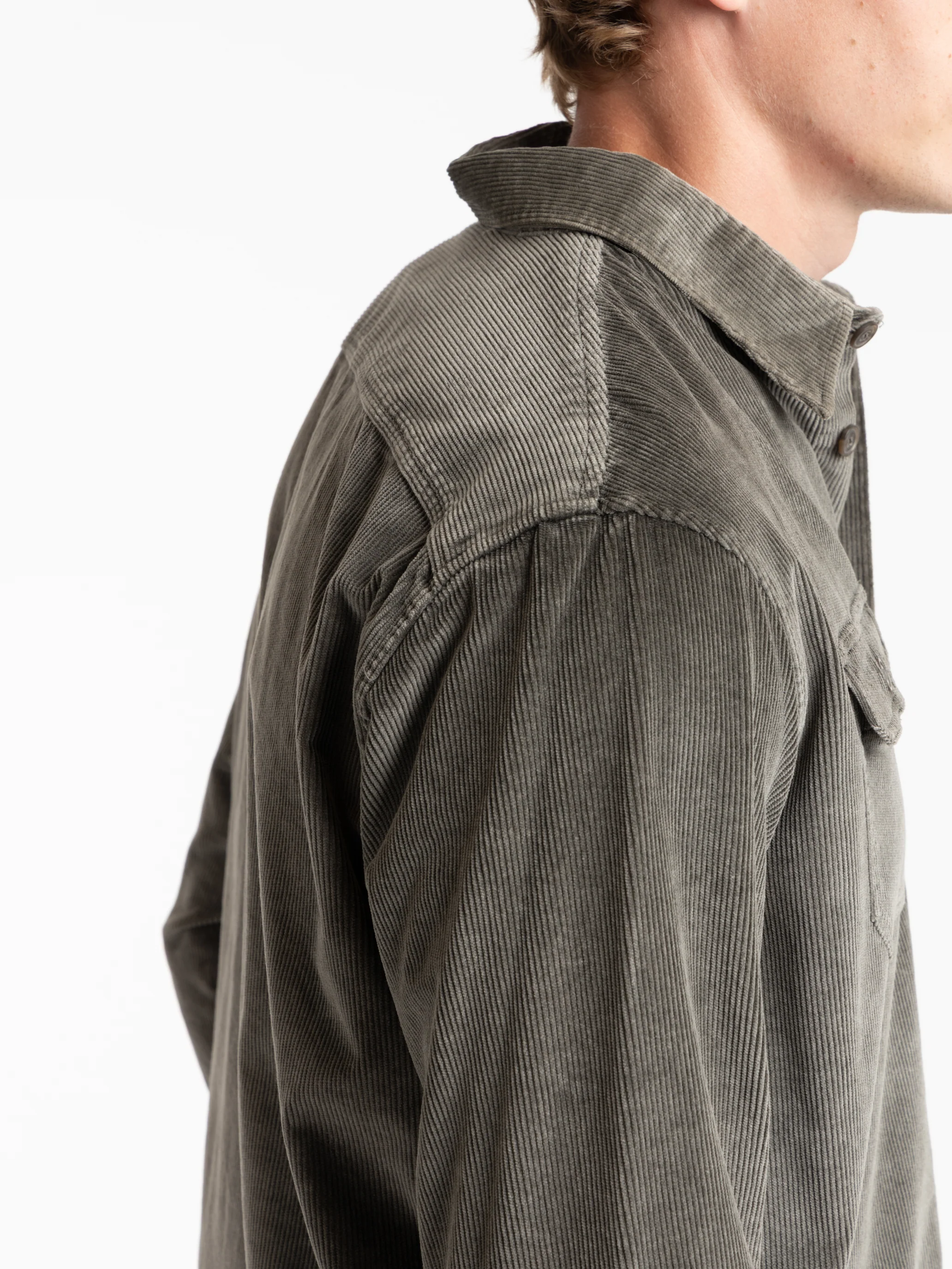 Brown Cotton Corduroy Overshirt With Chest Pockets - Image 6