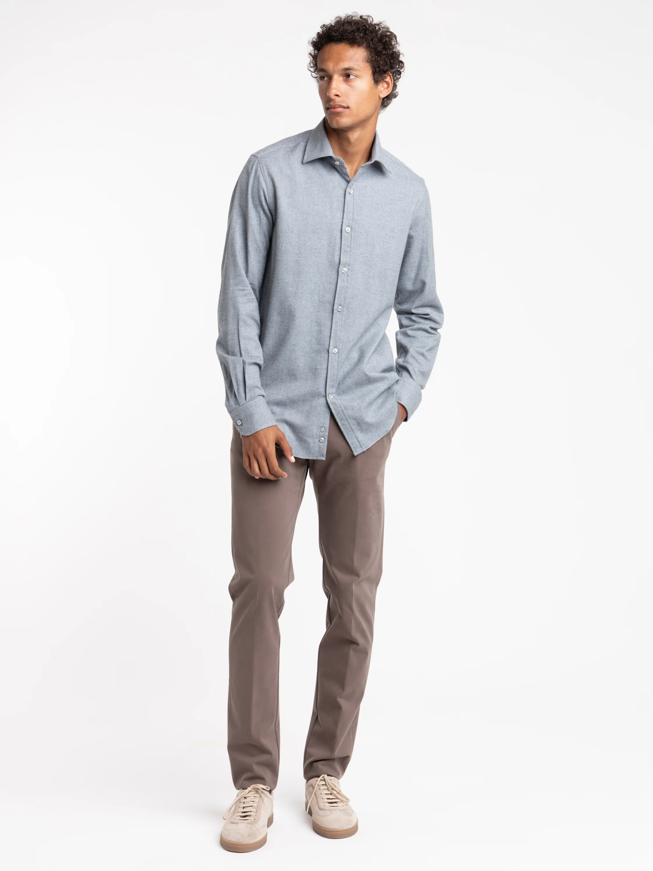 Grey/Blue Flannel Sport Shirt - Image 2