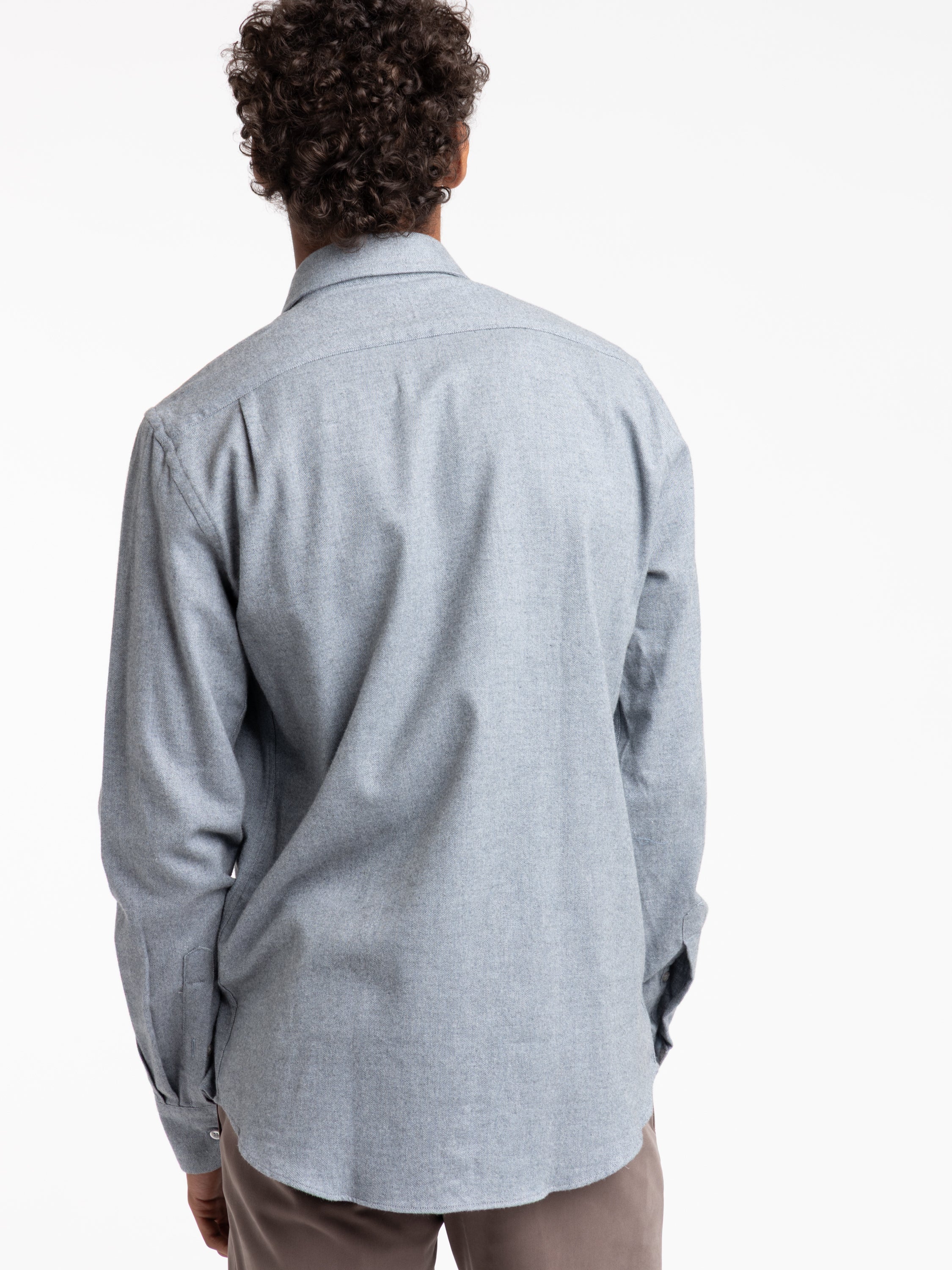 Grey/Blue Flannel Sport Shirt - Image 4