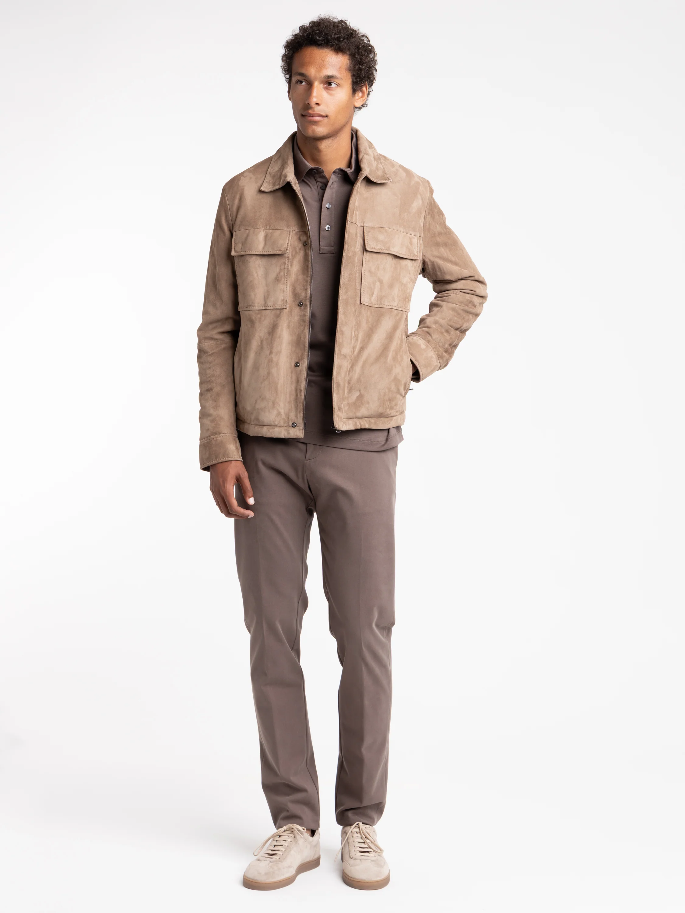 Taupe Brown Slim Stretch Trouser - Image 2