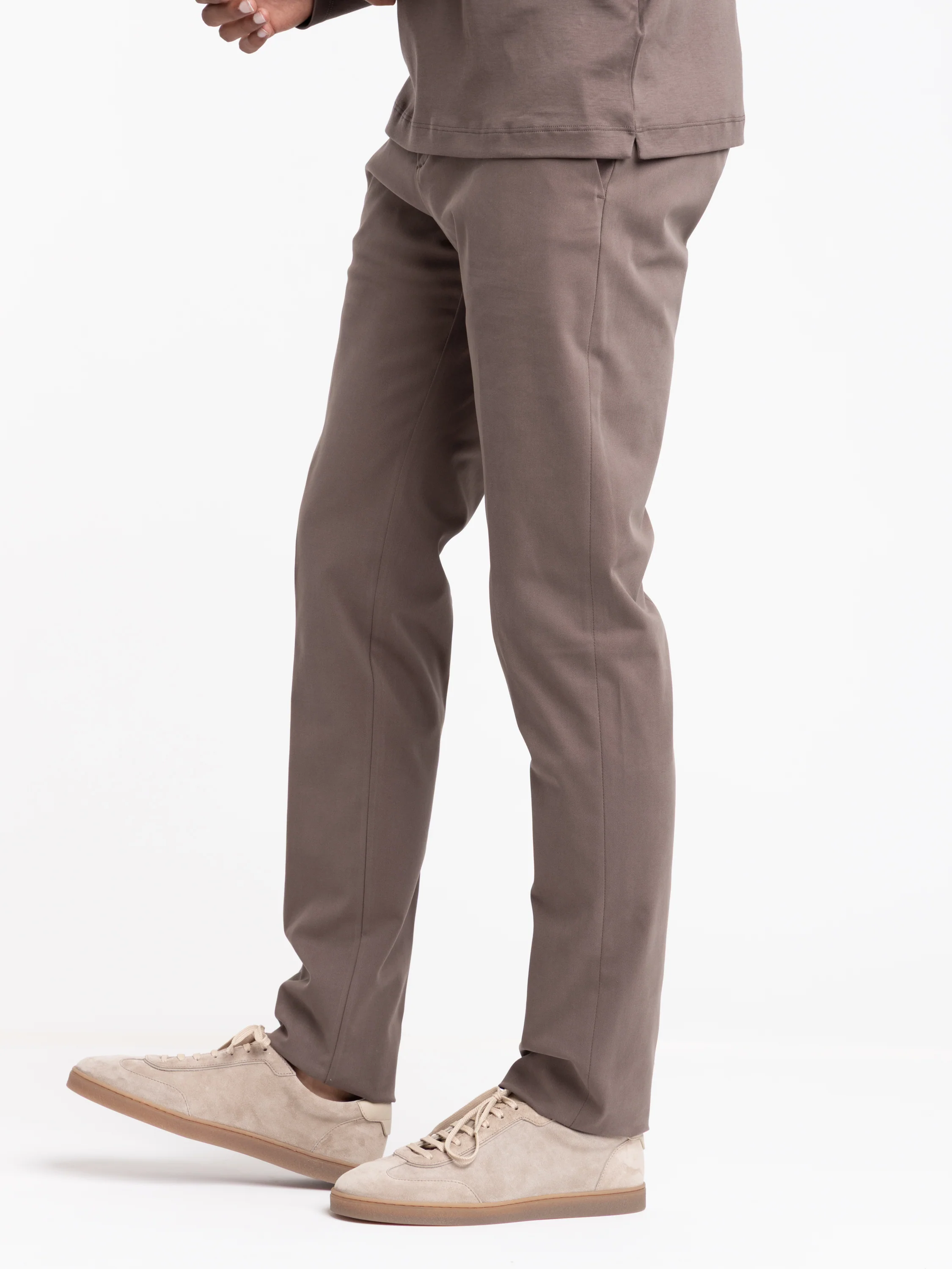 Taupe Brown Slim Stretch Trouser - Image 3