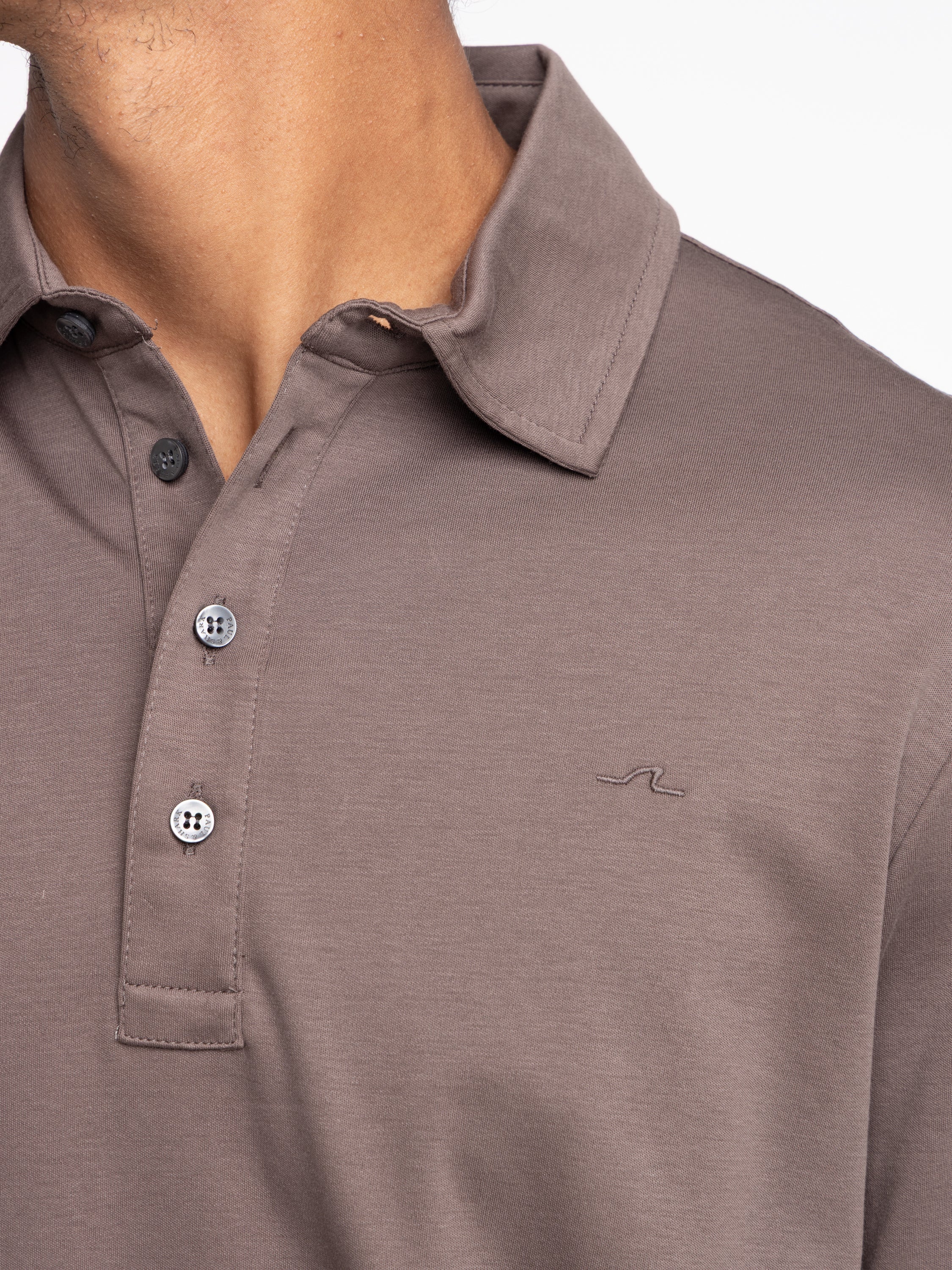 Taupe Long-Sleeved Cotton Shirt - Image 5