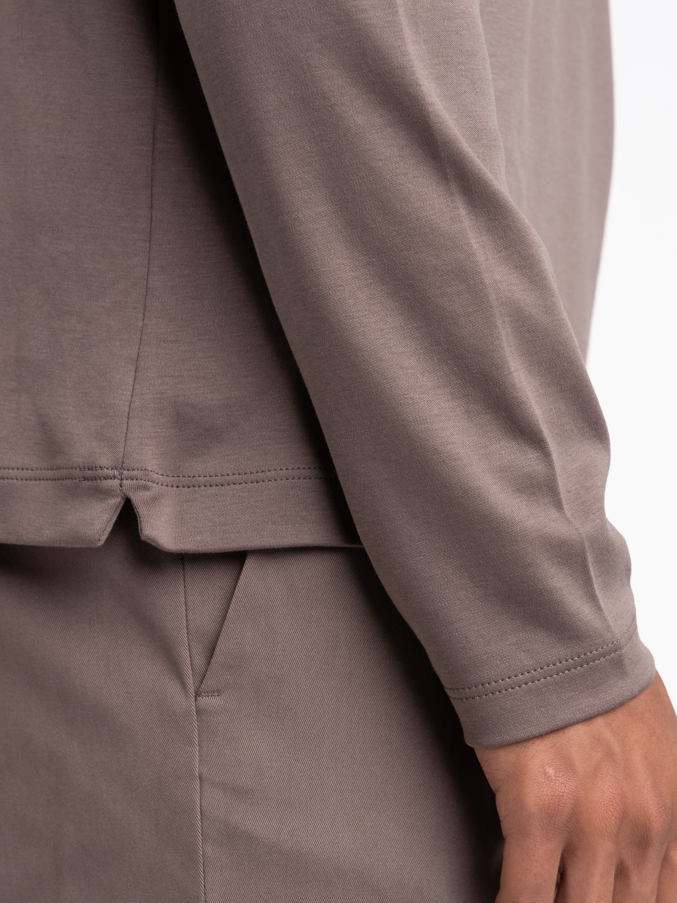 Taupe Long-Sleeved Cotton Shirt - Image 6
