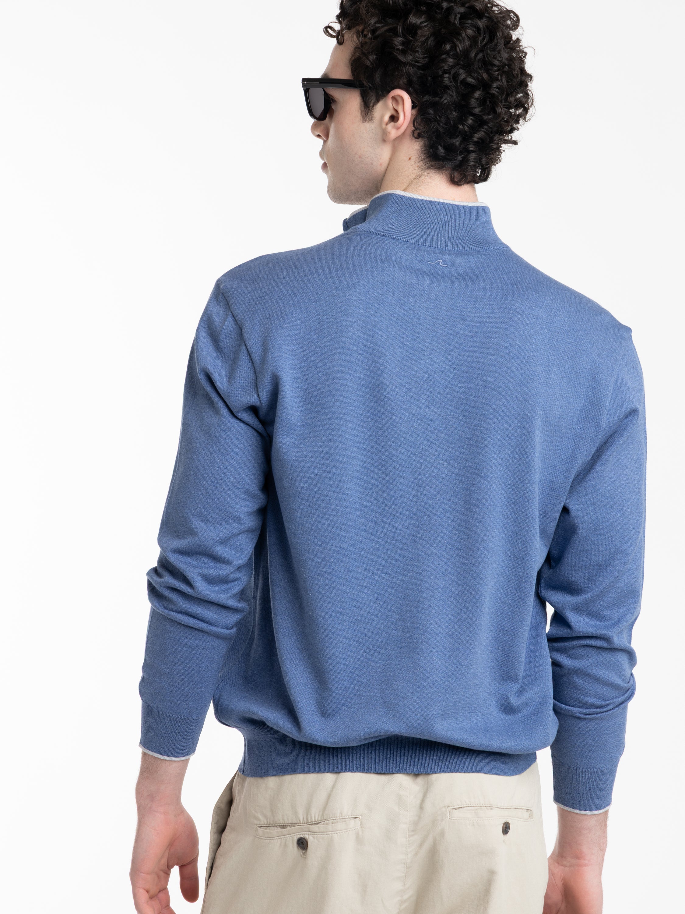 Colony Blue Half‑zip Cotton and Silk Sweater - Image 4