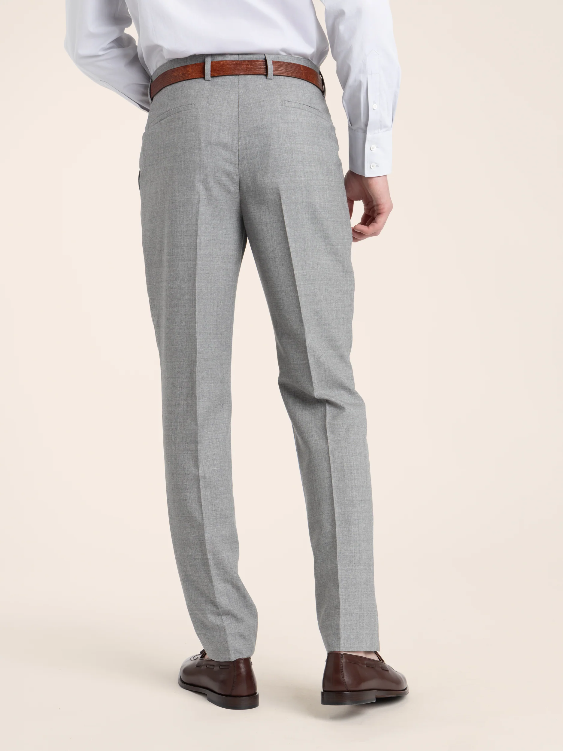 Pearl Grey Virgin Wool Fresco Trousers - Image 4