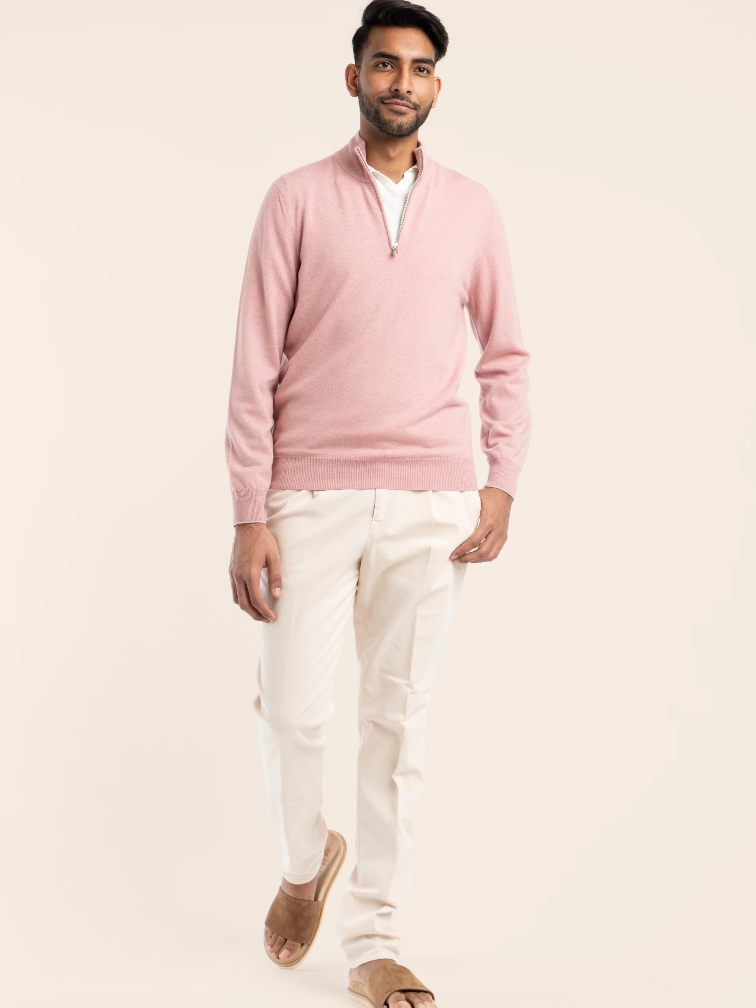 Pink Cashmere Quarter Zip Sweater - Image 2
