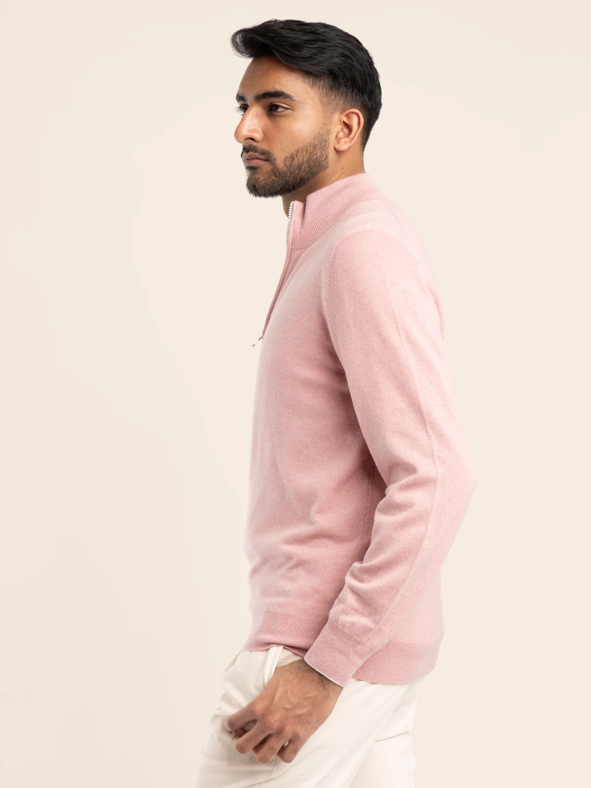 Pink Cashmere Quarter Zip Sweater - Image 4